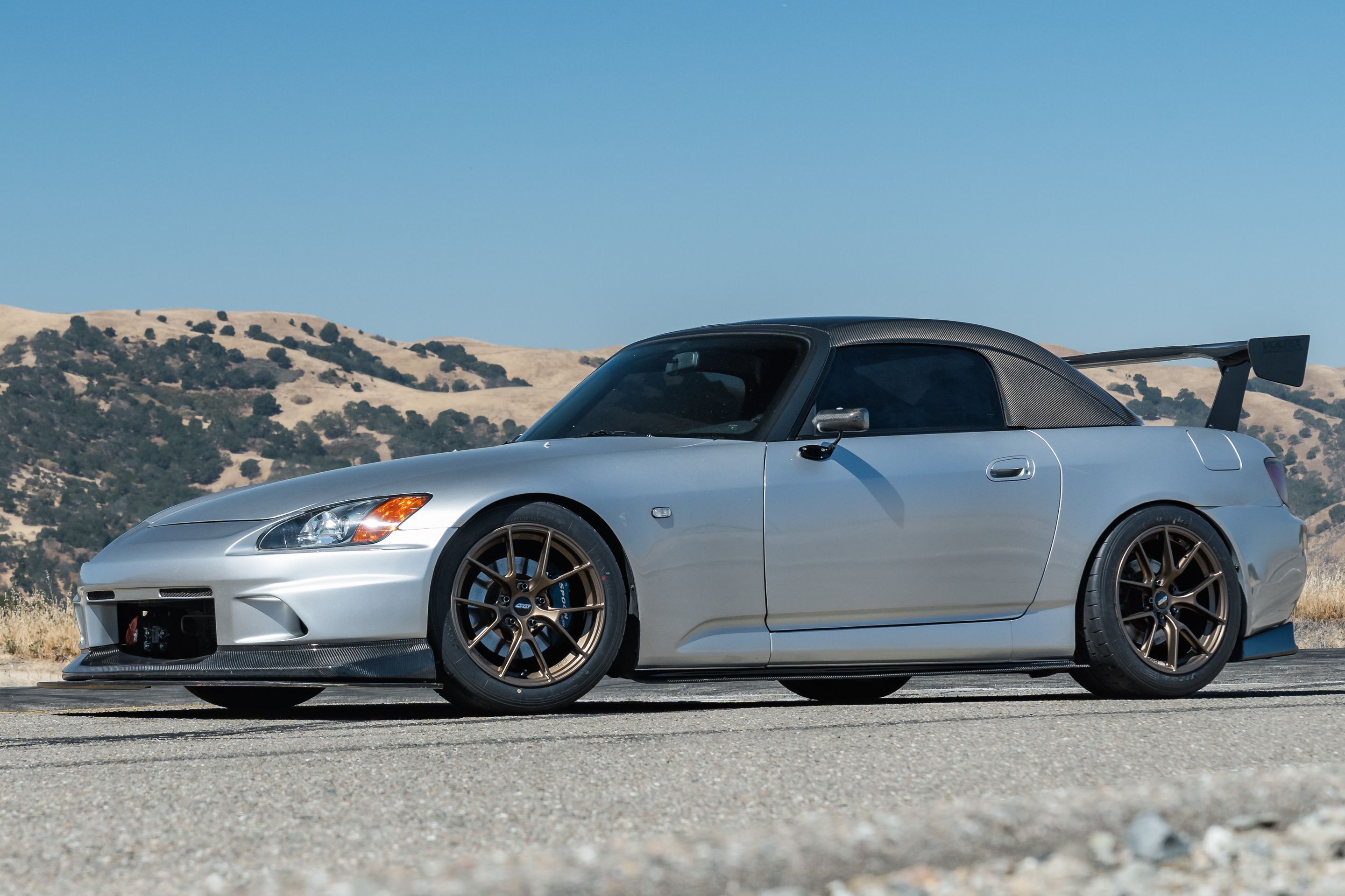 Silver Honda S2000 with 17" VS-5RS Apex wheels in Satin Bronze