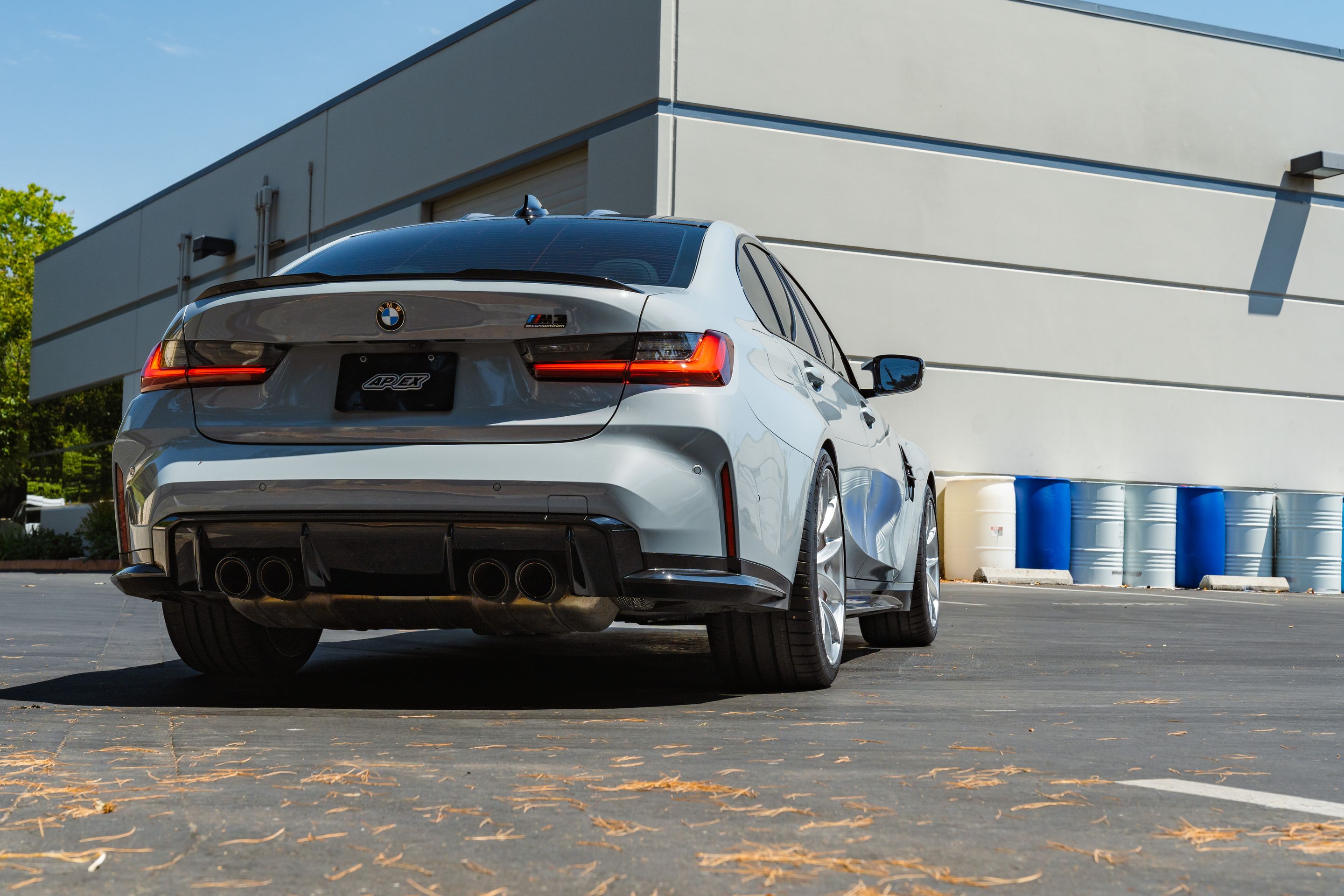 Grey BMW G80 M3 with 19"/20" VS-5RS Apex wheels in Brushed Clear