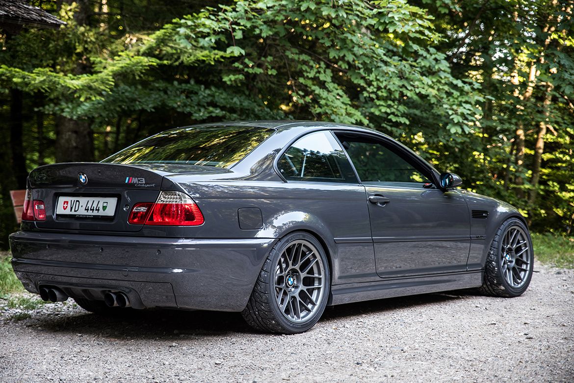 Grey BMW E46 M3 with 18" ARC-8 Apex wheels in Anthracite