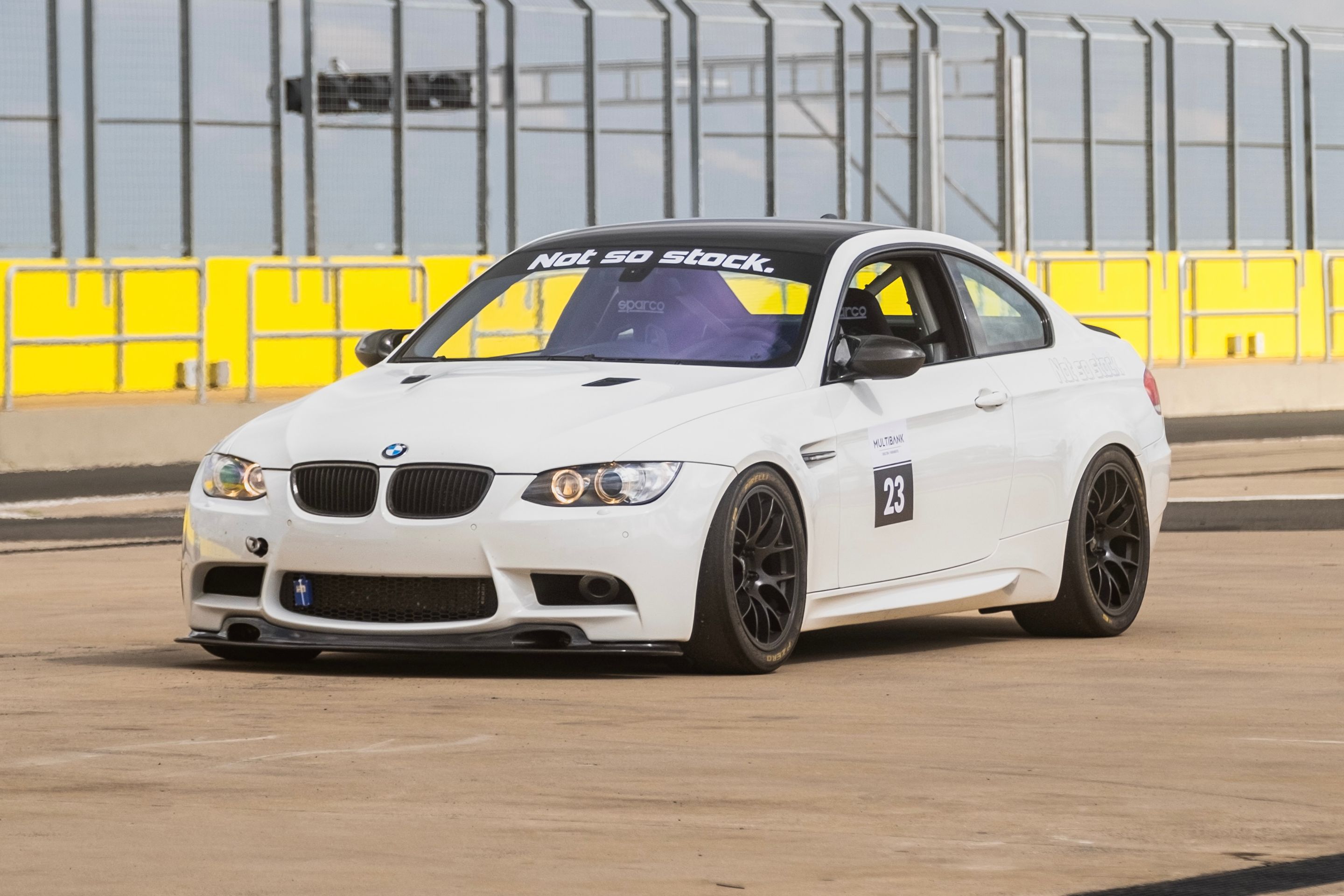 White BMW E92 Coupe M3 with 18" EC-7 Apex wheels in Satin Black