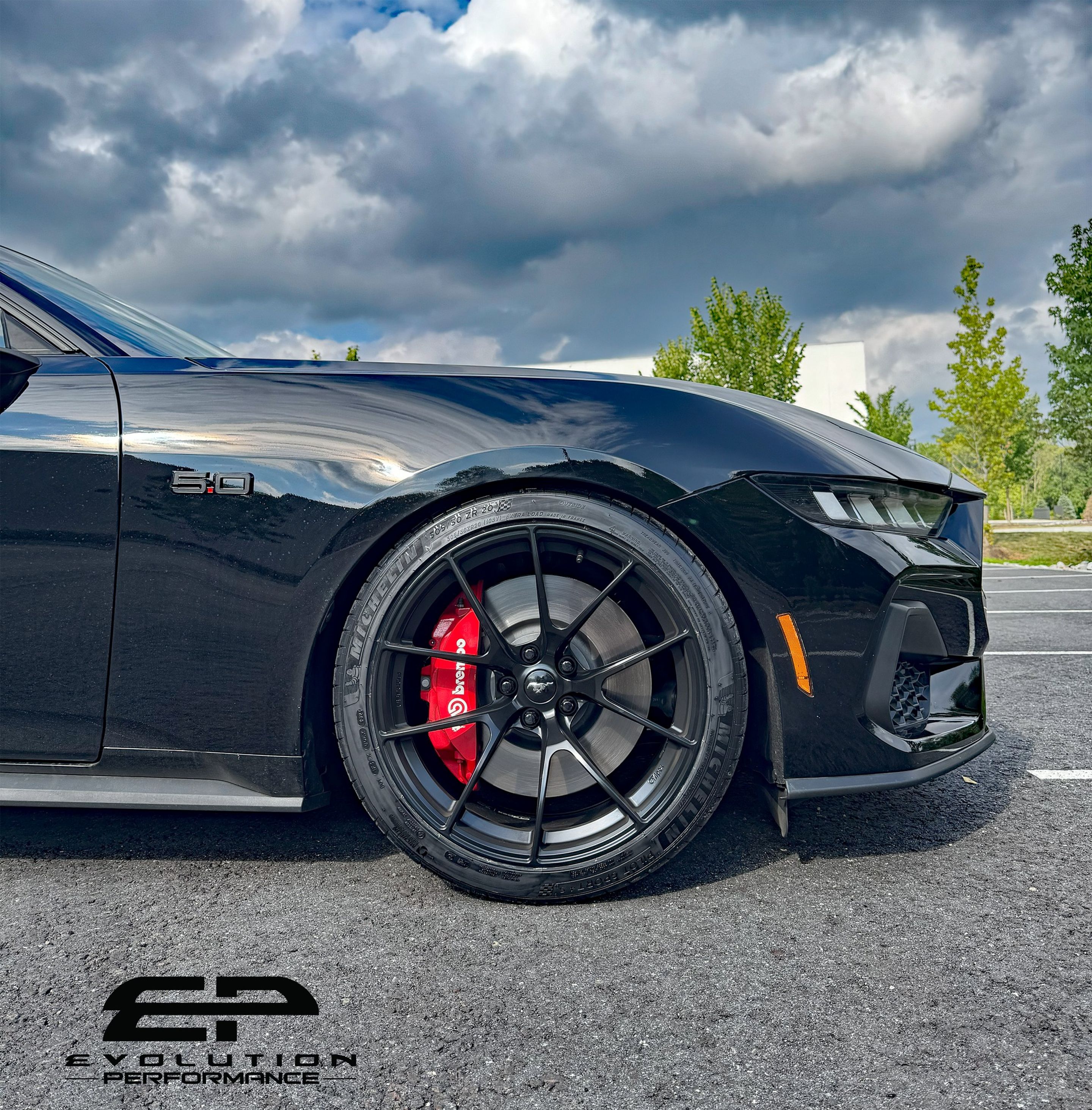 Black Ford S650 Mustang GT with 20" VS-5RS Apex wheels in Satin Black