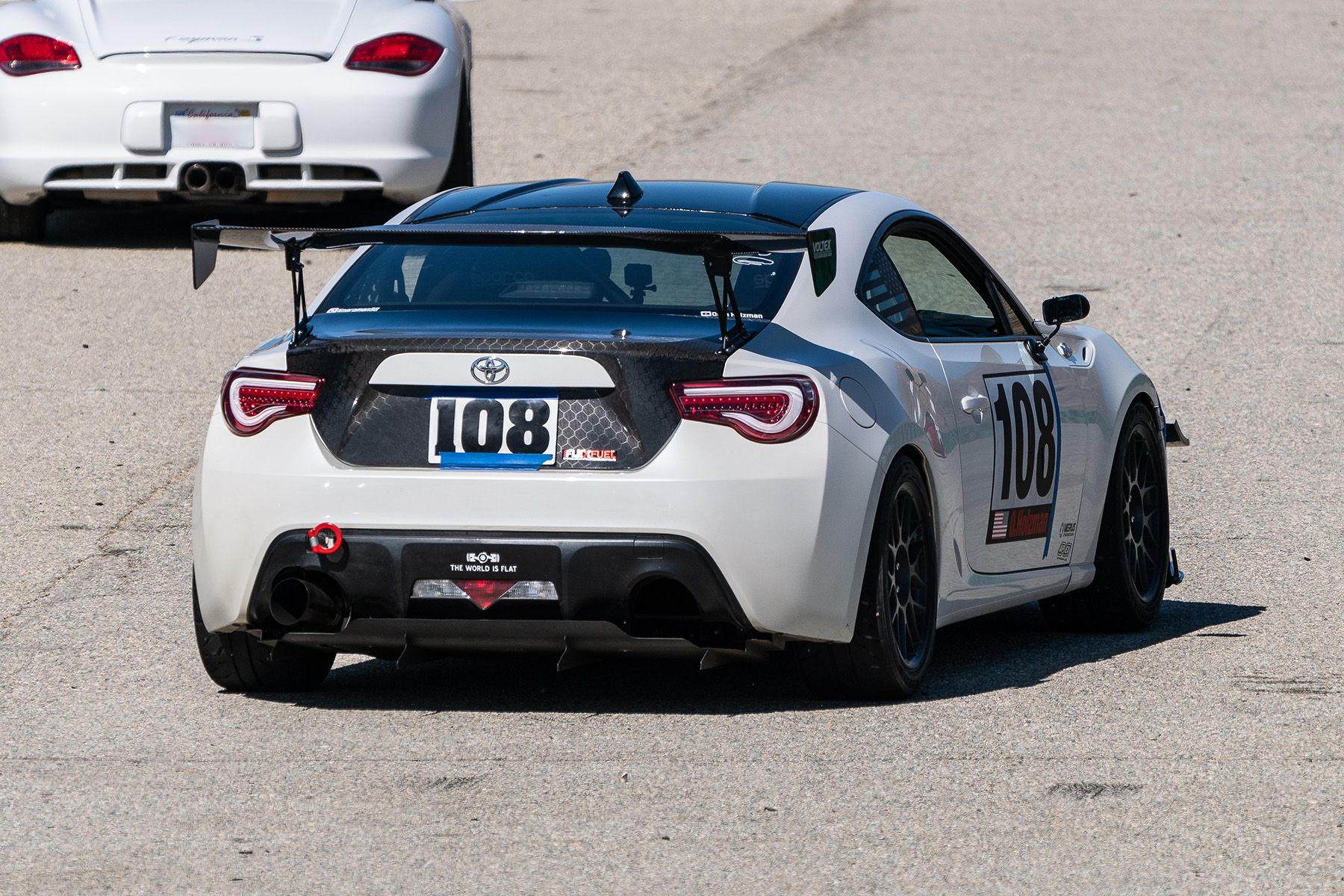 White Scion FR-S with 17" ARC-8 Apex wheels in Satin Black