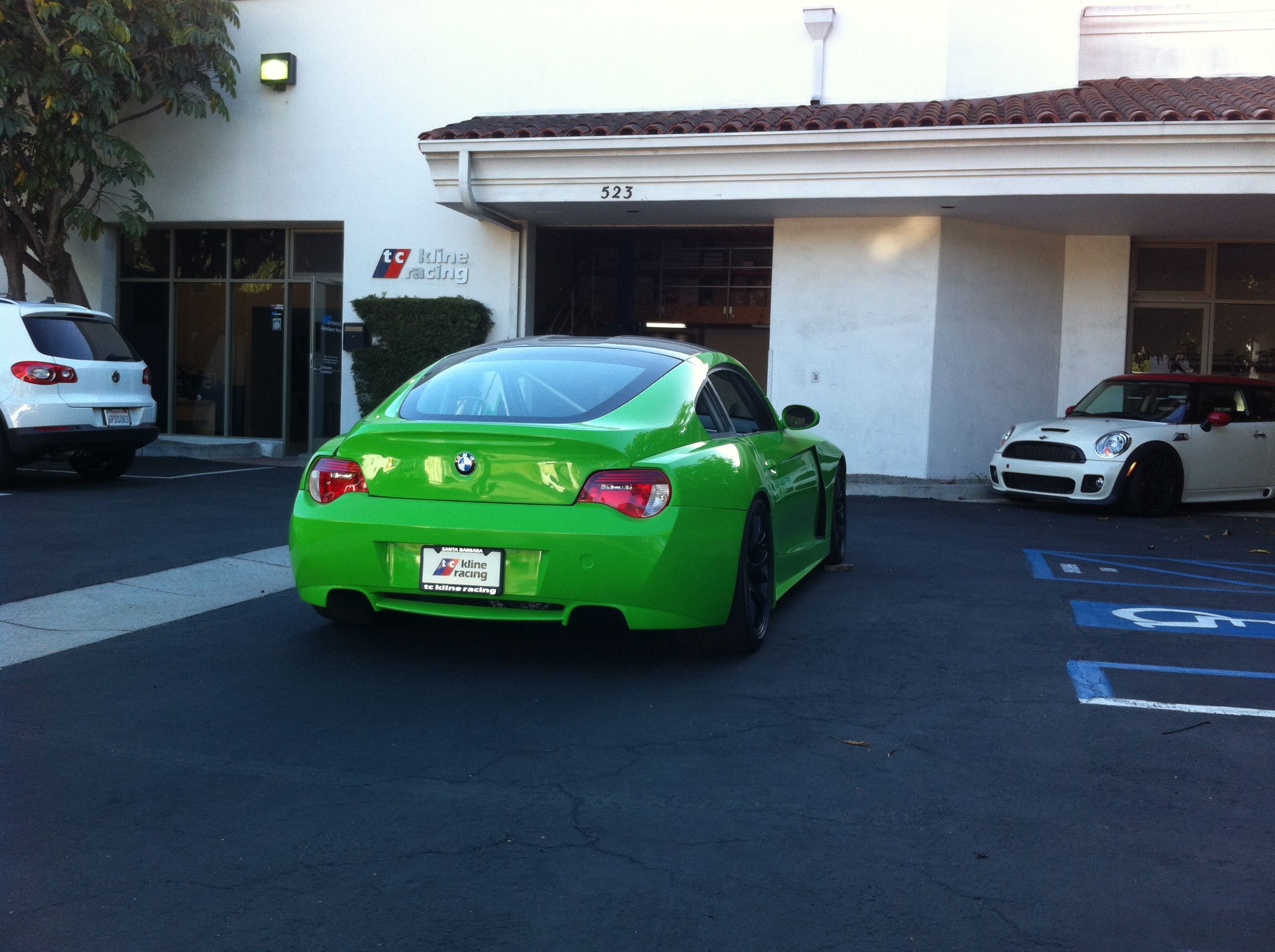 Green BMW E86 Coupe Z4 M with 19" EC-7 Apex wheels in Satin Black