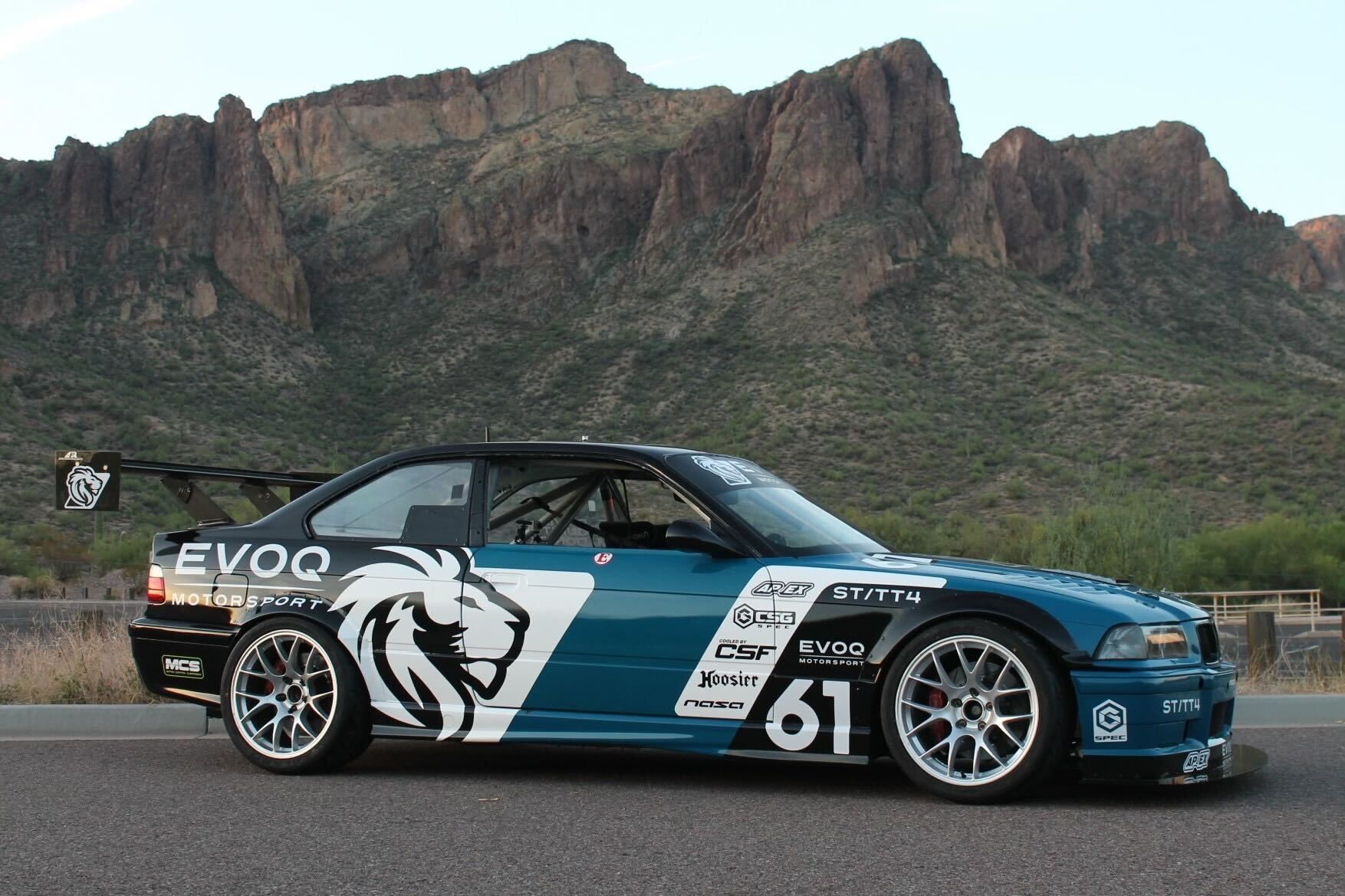 Multicolor BMW E36 3 Series with 18" EC-7 Apex wheels in Race Silver