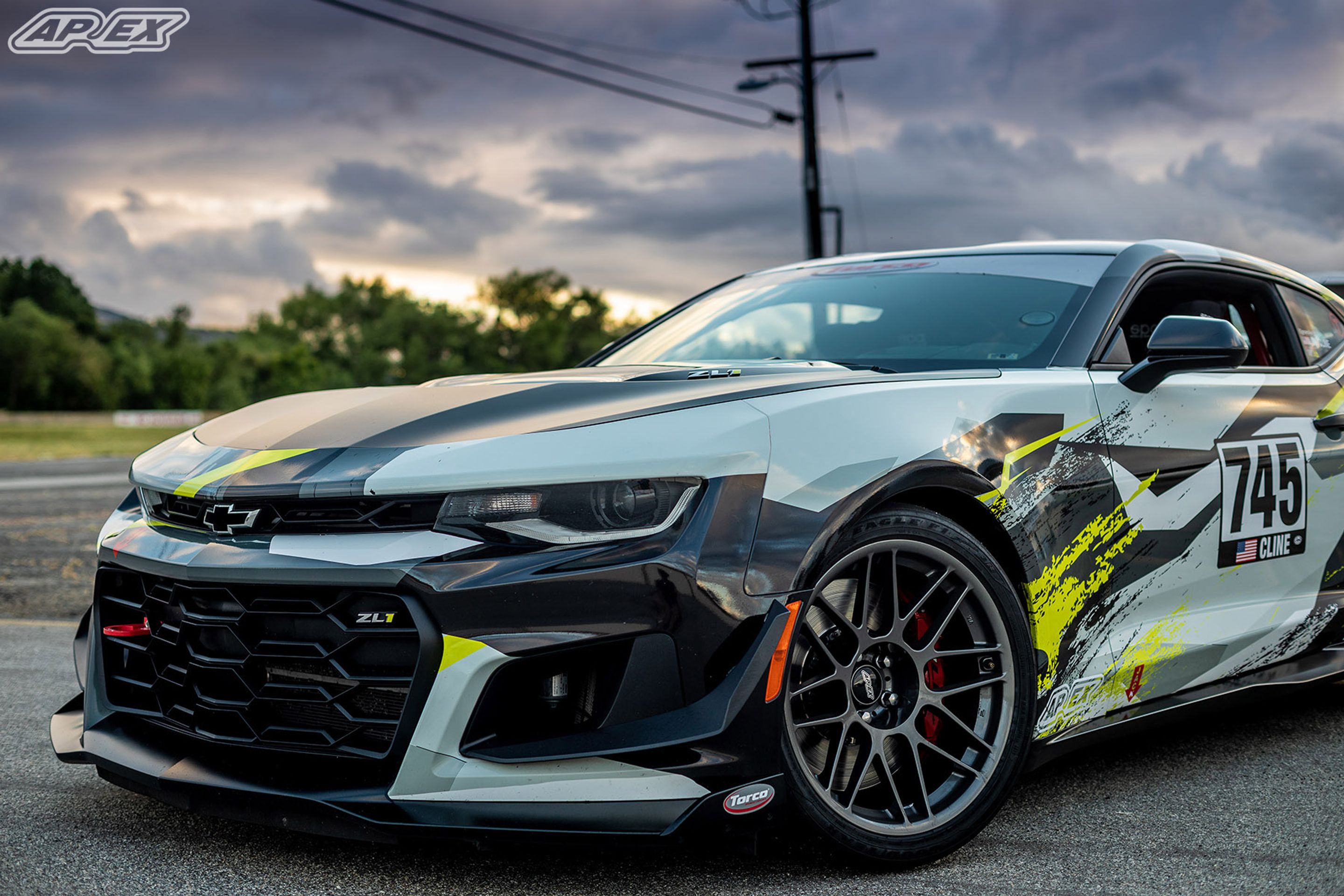 Multicolor Chevrolet 6th Gen Camaro ZL1 1LE with 19" ARC-8 Apex wheels in Anthracite