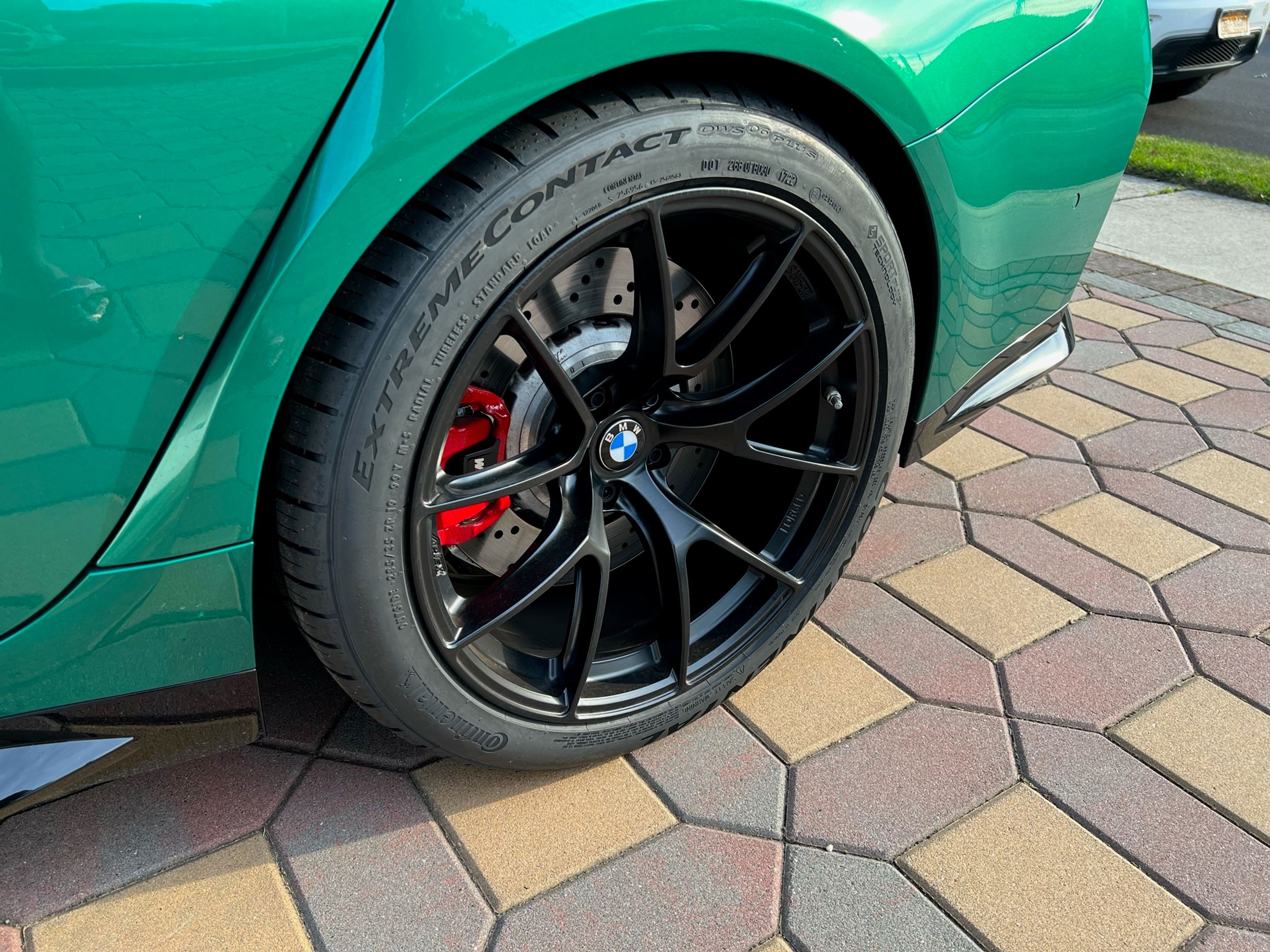 Green BMW G80 M3 with 19" VS-5RS Apex wheels in Satin Black
