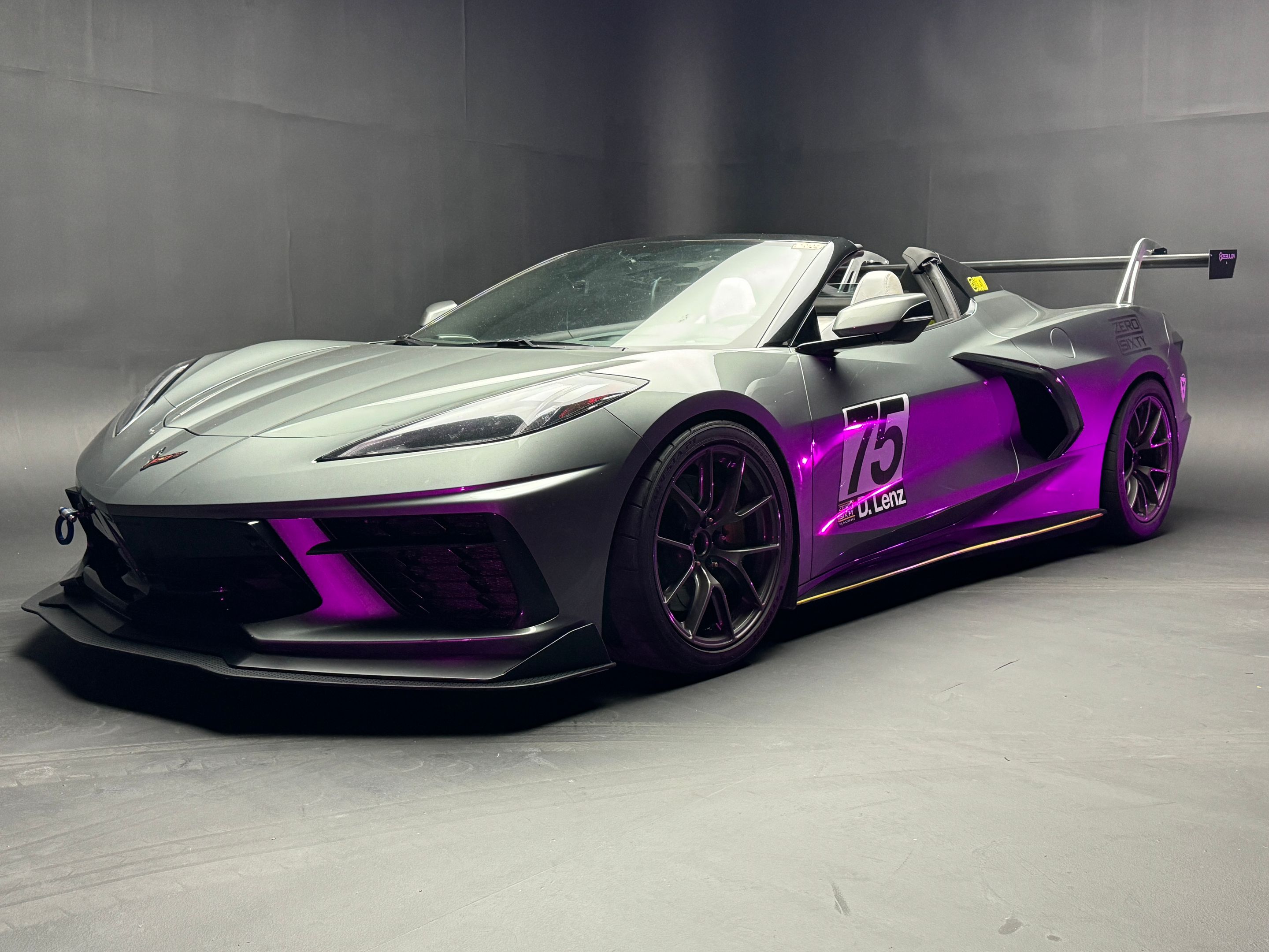 Silver Chevrolet C8 Corvette Stingray/Z51 with 18" VS-5RS Apex wheels in Anthracite