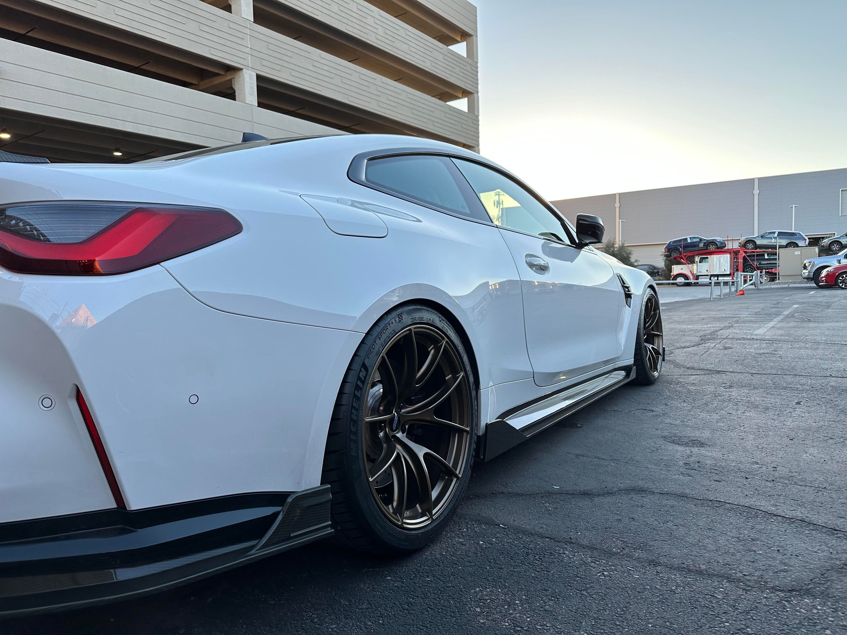White BMW G82 Coupe M4 with 20" VS-5RS Apex wheels in Satin Bronze