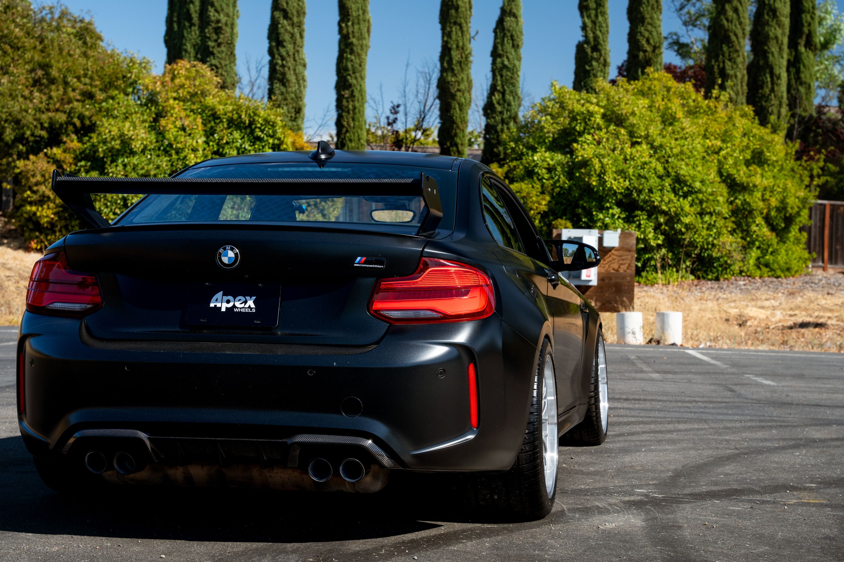 Black BMW F87 M2 with 19" ML-10RT Apex wheels in Machined Lip Race Silver