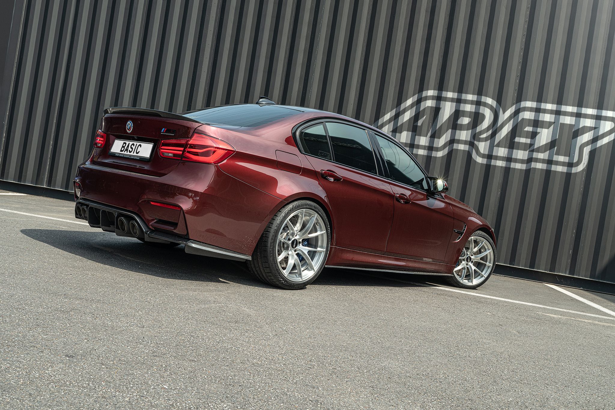 Red BMW F80 M3 with 19" VS-5RS Apex wheels in Brushed Clear