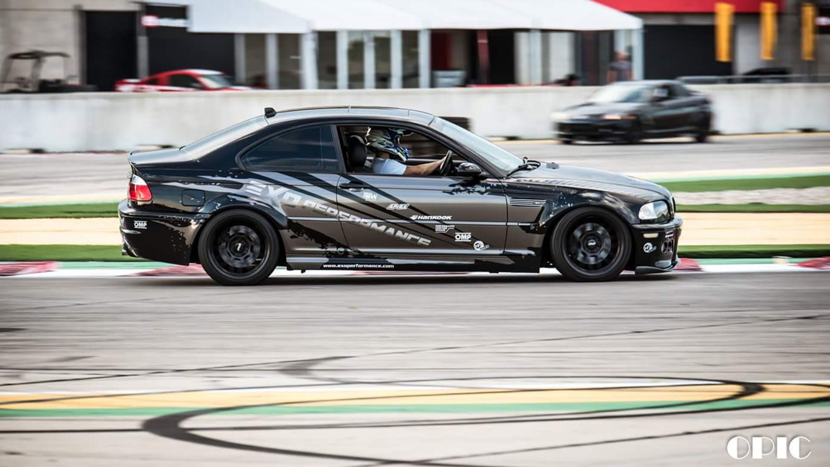 Black BMW E46 M3 with 18" ARC-8 Apex wheels in Satin Black
