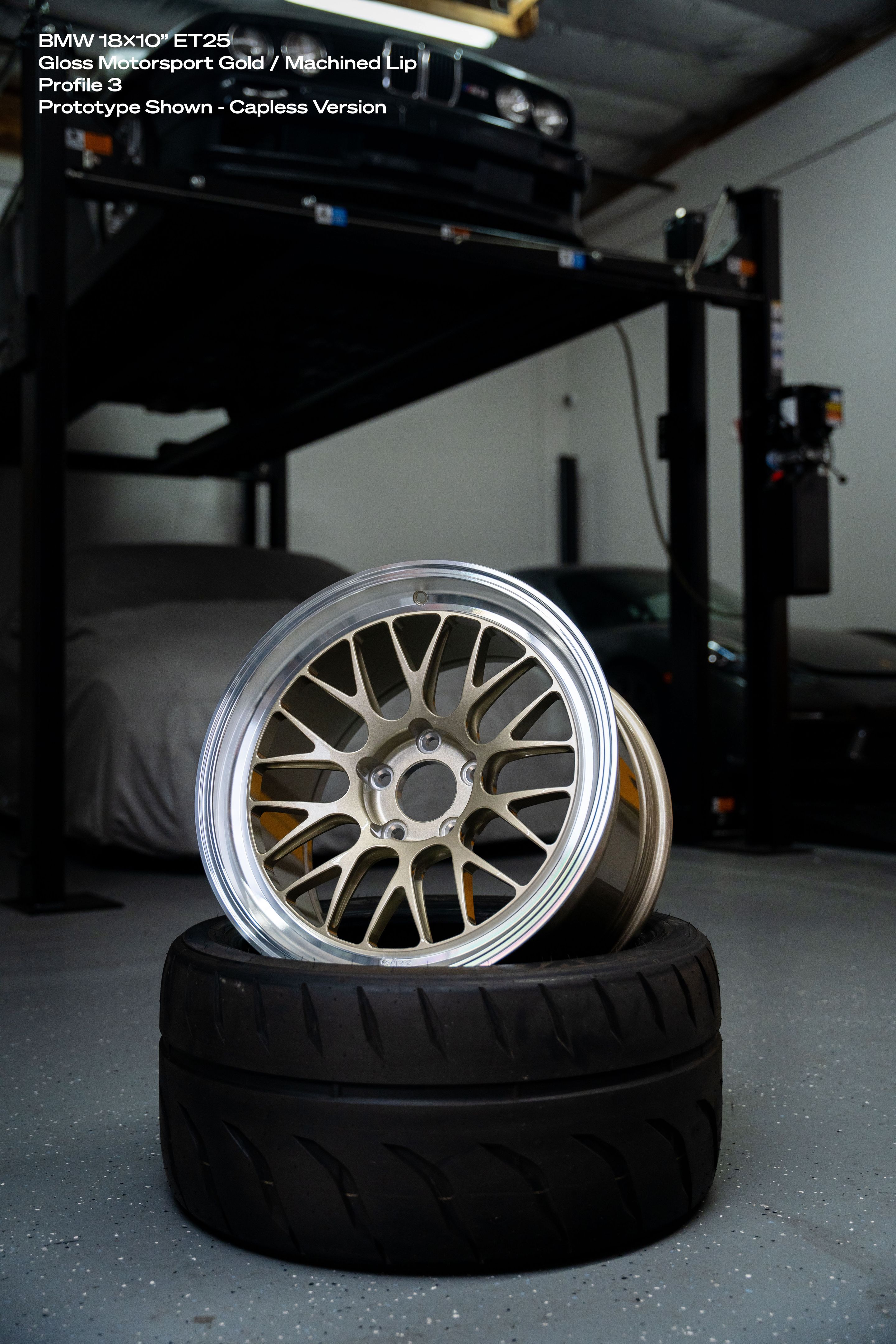 White BMW E92 Coupe M3 with 18" ML-10RT Apex wheels in Motorsport Gold