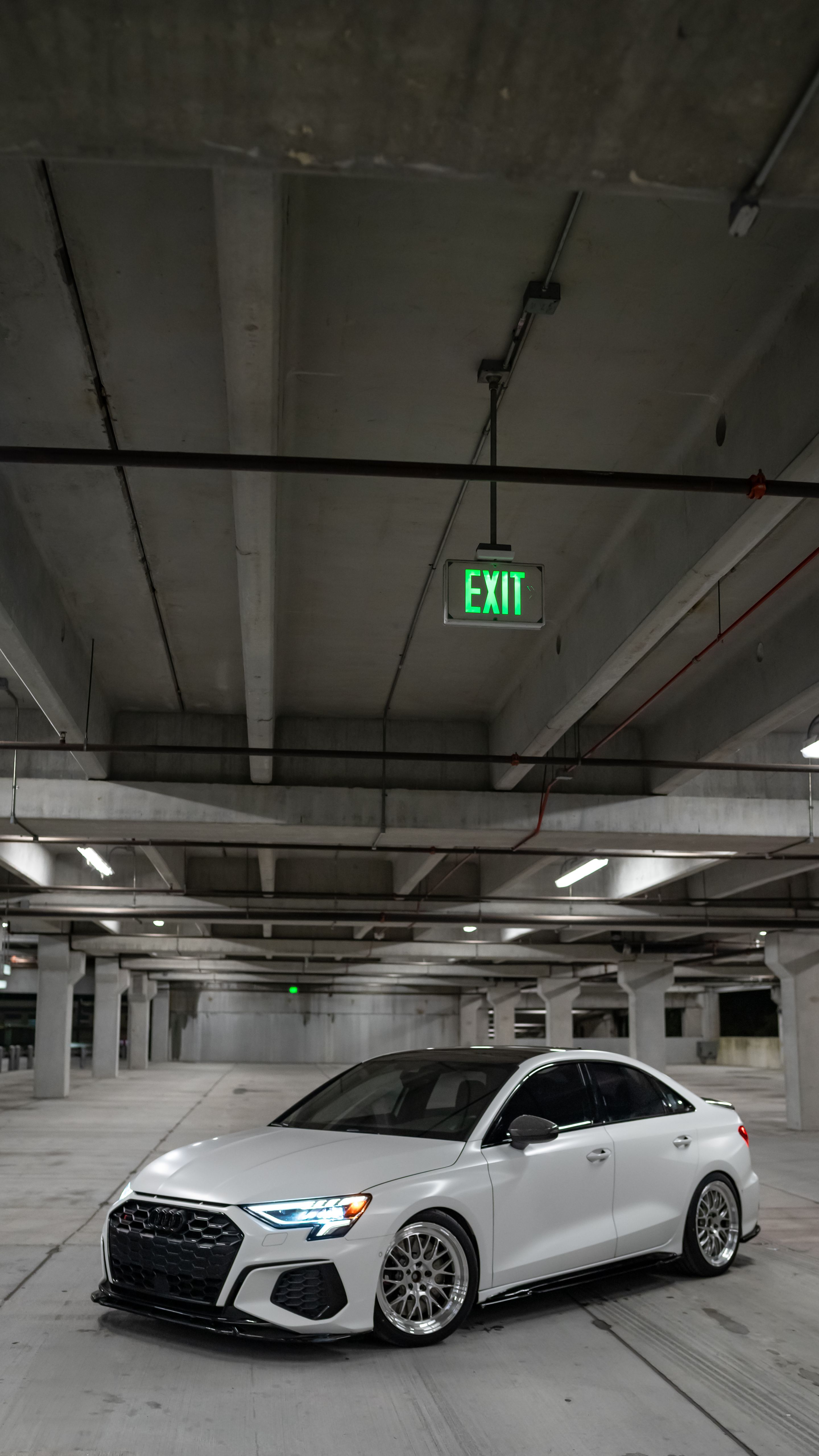 White Audi 8Y S3 with 18" ML-10RT Apex wheels in Machined Lip Brushed Clear