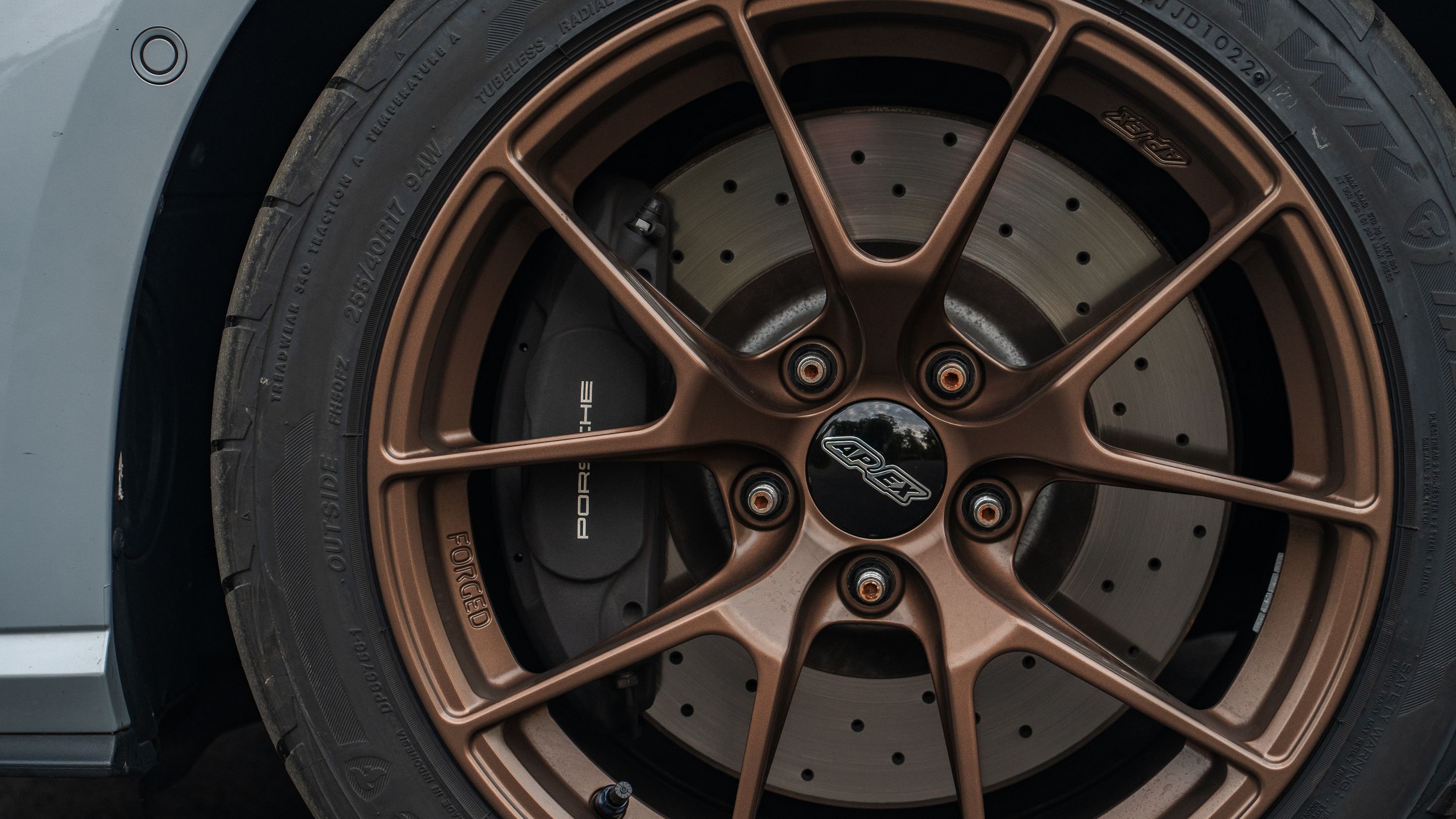 Grey VW MK7 GTI with 17" VS-5RS Apex wheels in Satin Bronze