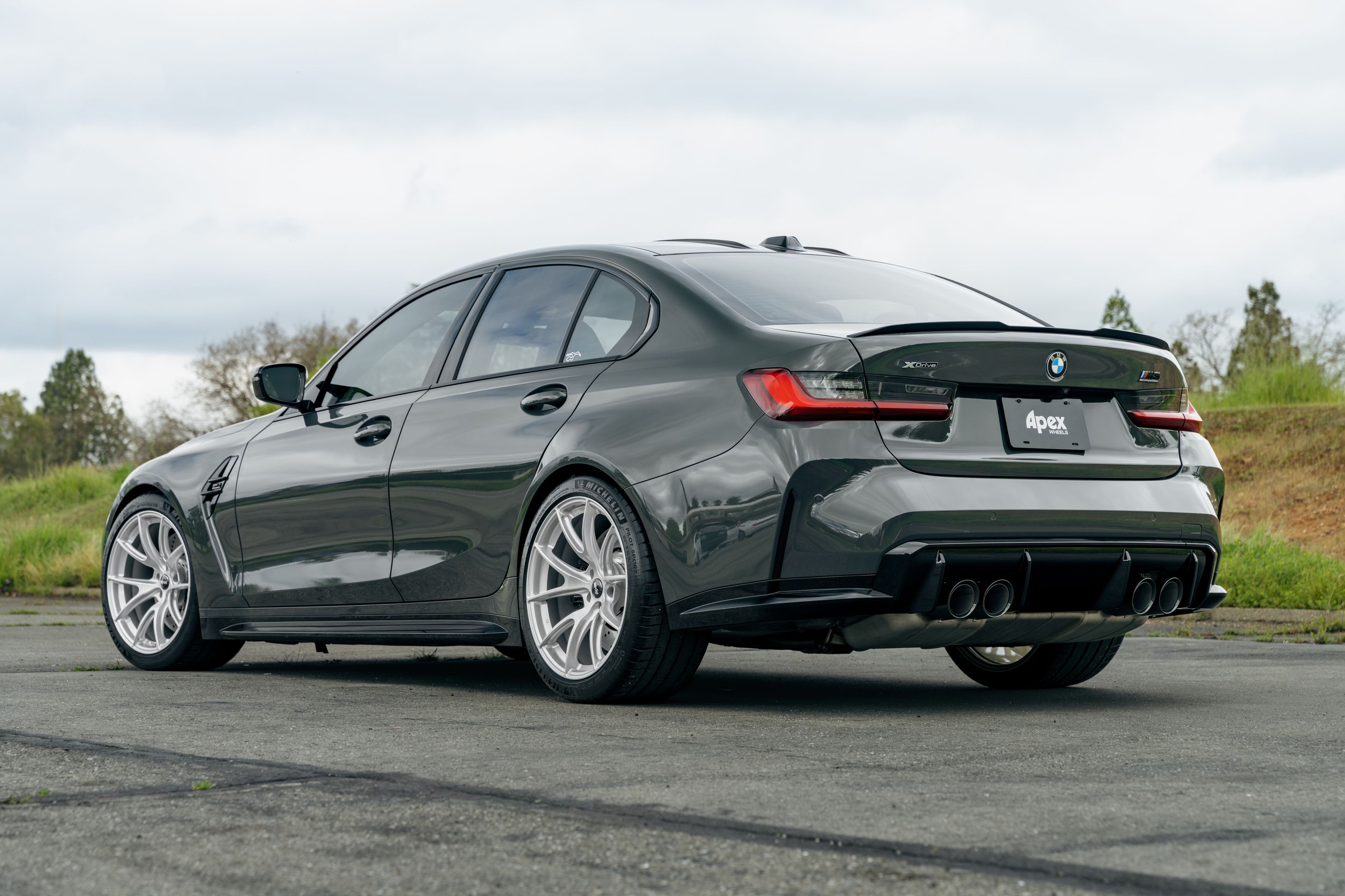 Grey BMW G80 M3 with 19" VS-5 Apex wheels in Race Silver
