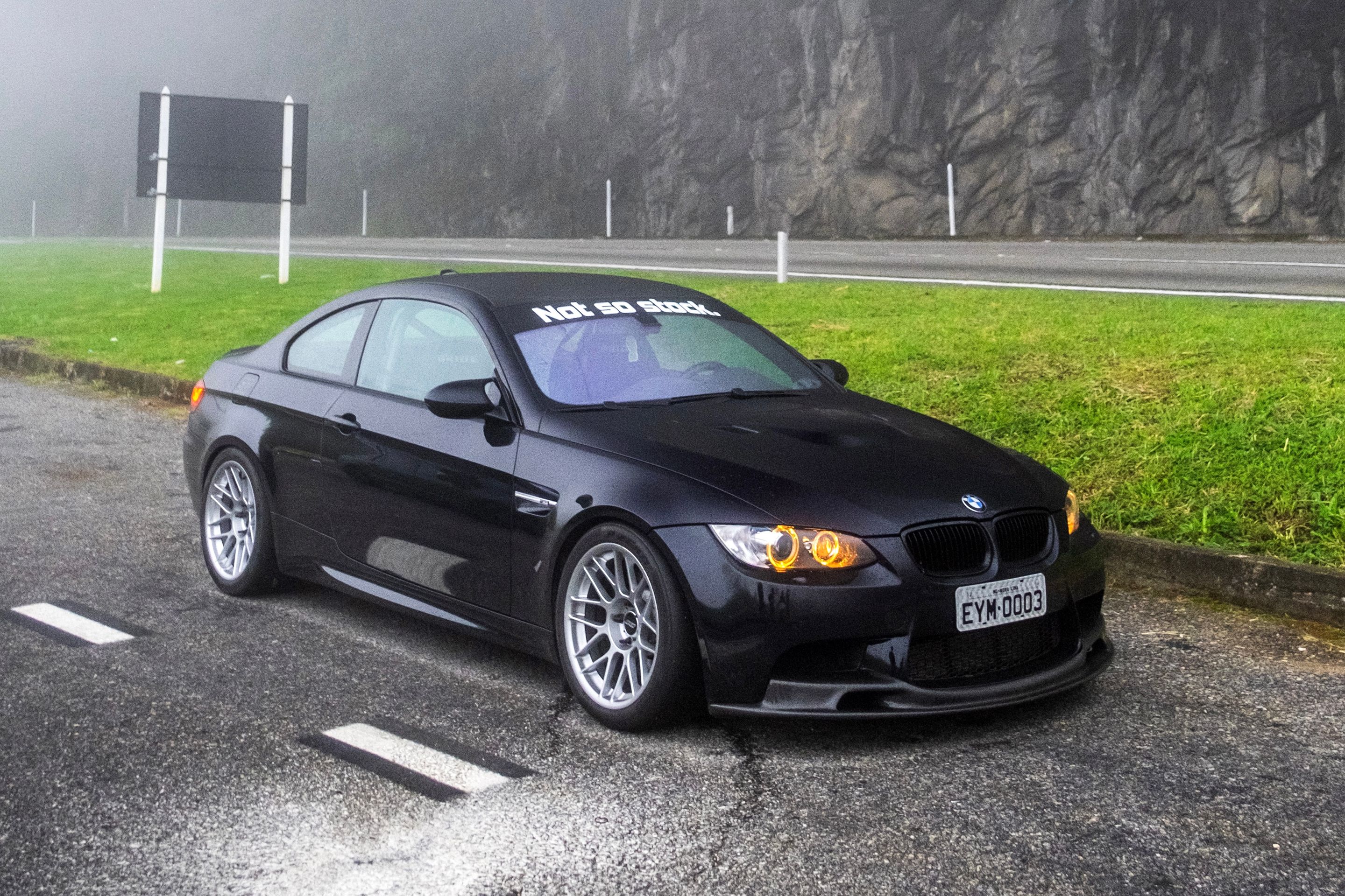 Black BMW E92 Coupe M3 with 18" ARC-8 Apex wheels in Hyper Silver
