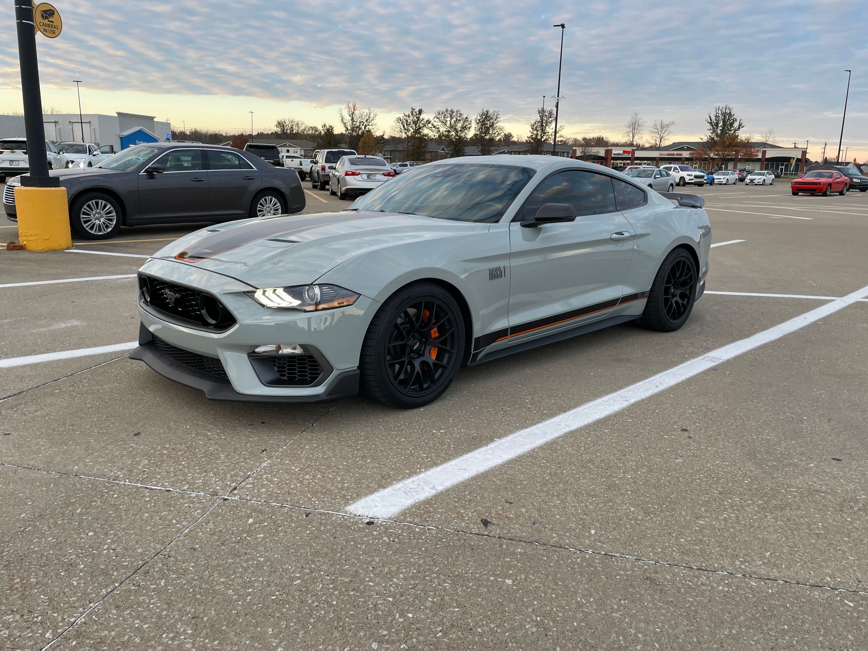 Grey Ford S550 Mustang Mach 1 with 19" EC-7 Apex wheels in Satin Black