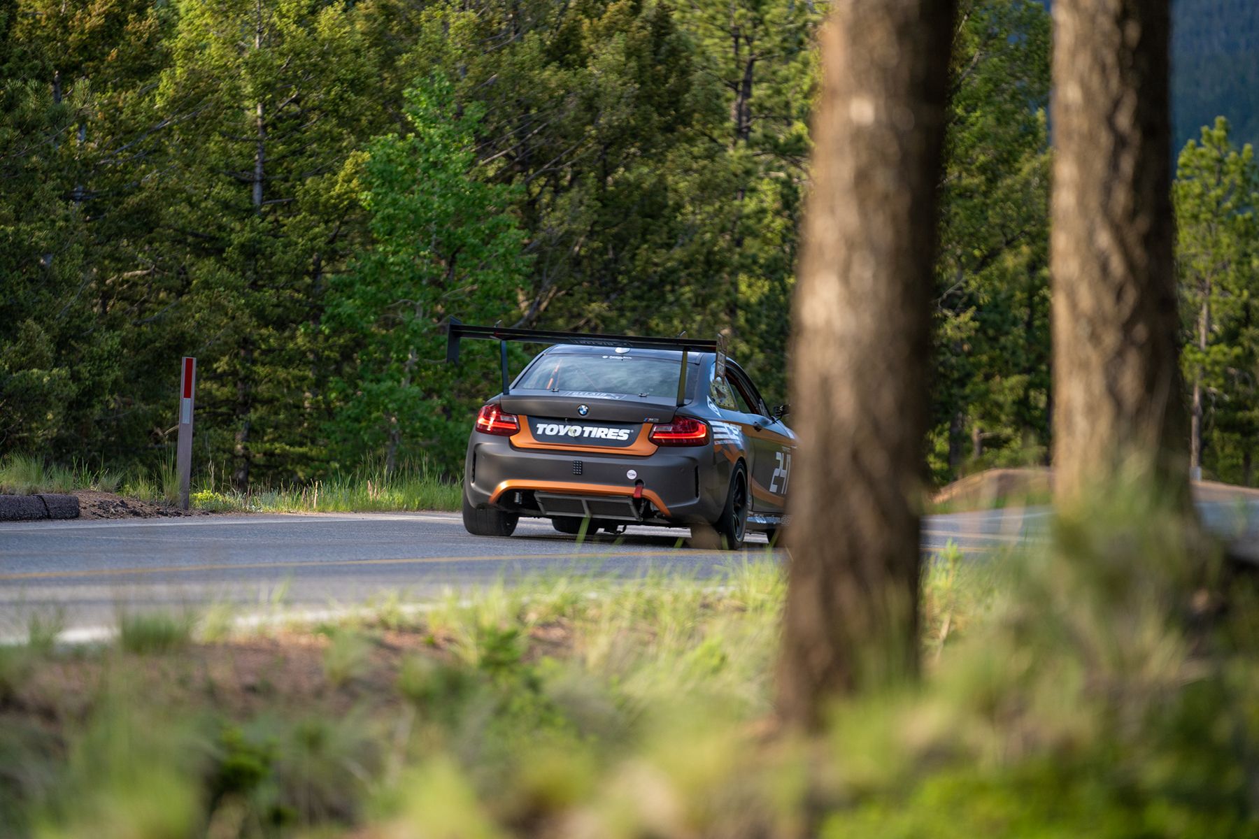 Grey BMW F87 M2 with 18" FL-5 Apex wheels in Satin Black