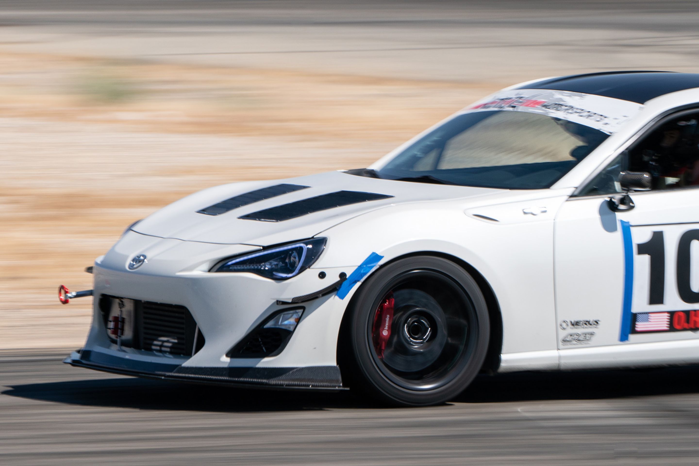 White Scion FR-S with 17" ARC-8 Apex wheels in Satin Black