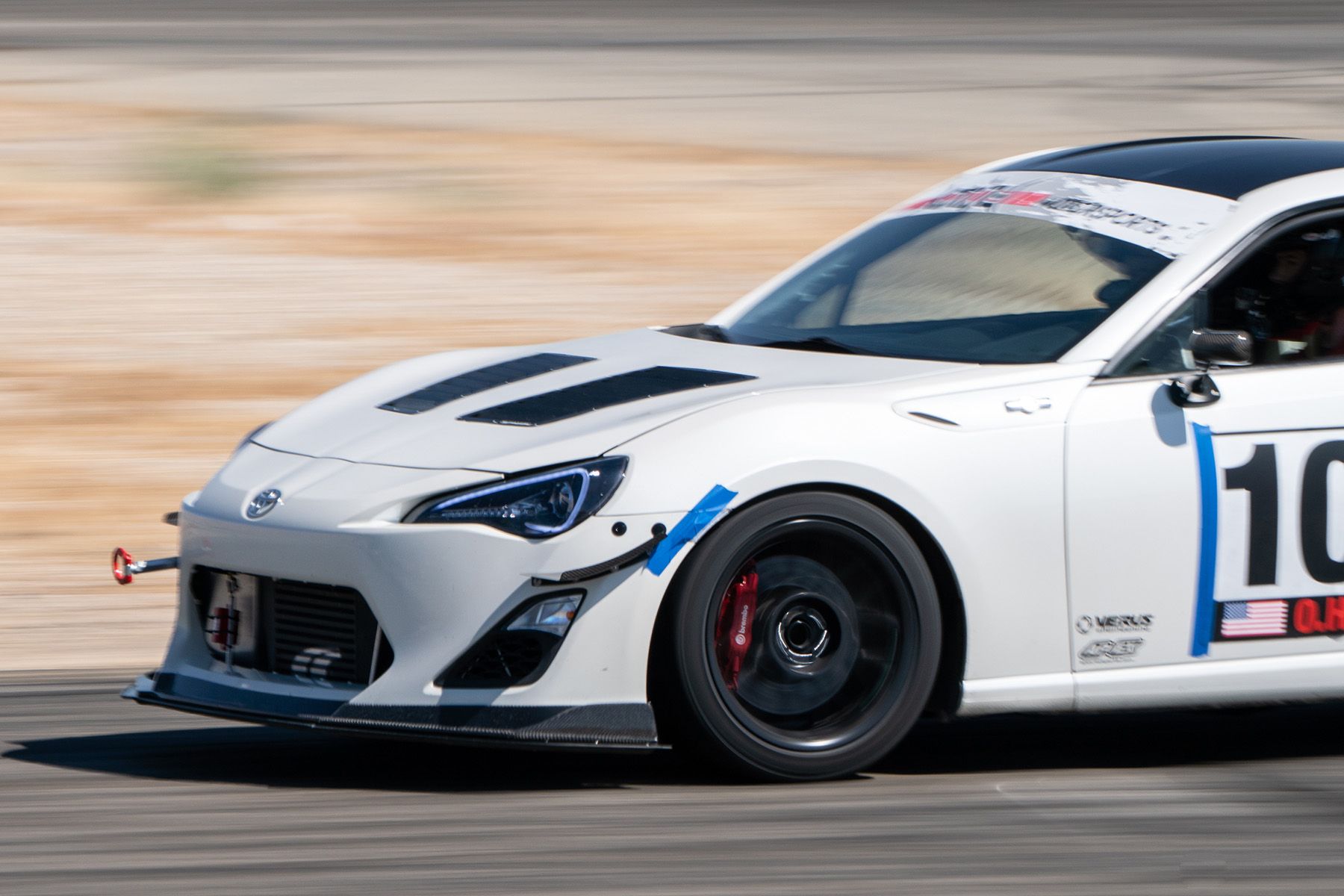 White Scion FR-S with 17" ARC-8 Apex wheels in Satin Black