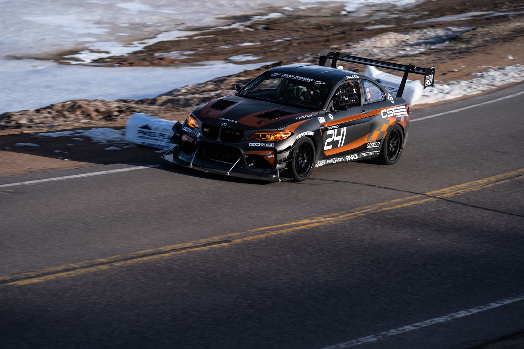 Grey BMW F87 M2 with 18" FL-5 Apex wheels in Satin Black