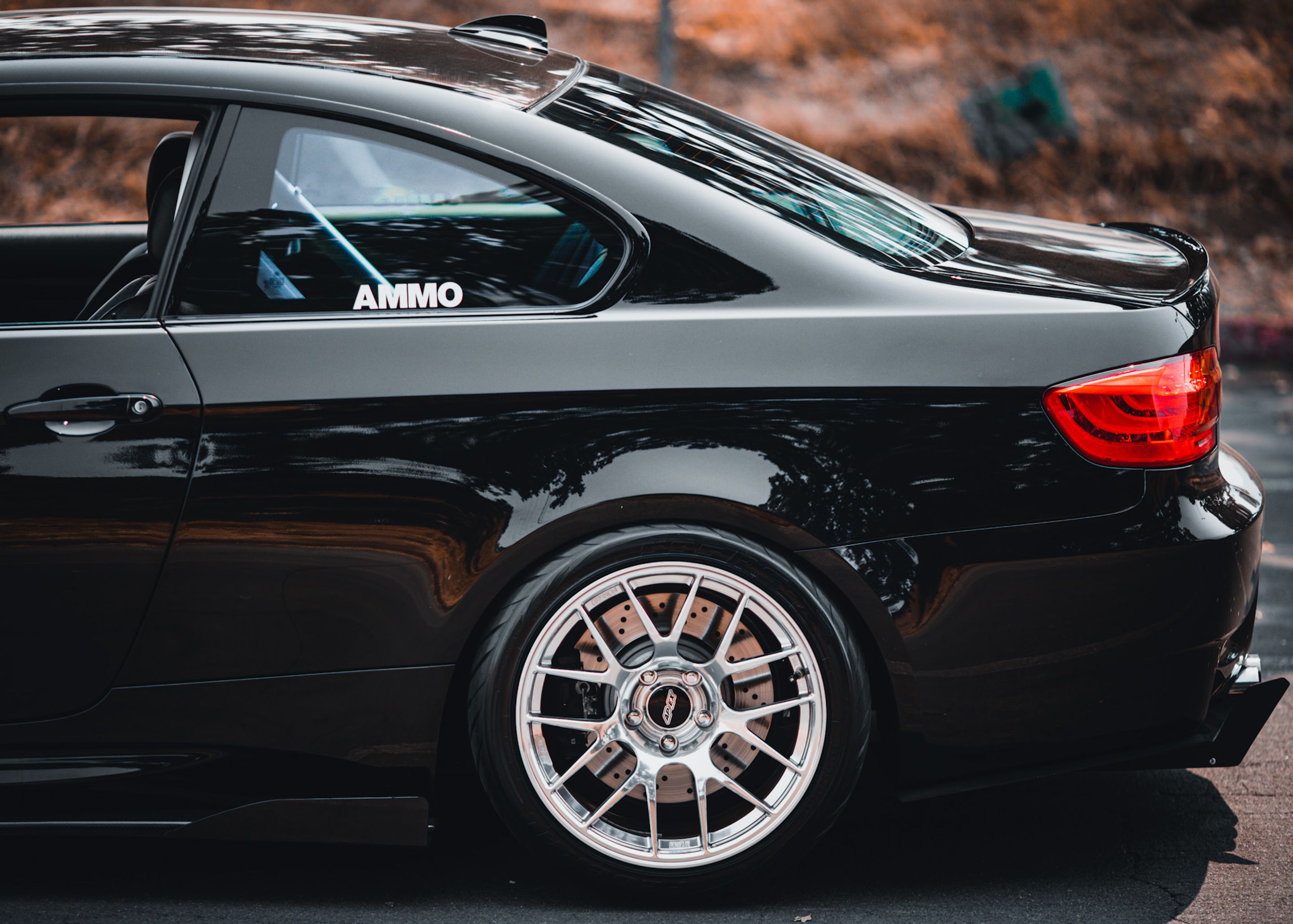 Black BMW E92 Coupe M3 with 18" EC-7R Apex wheels in Polished
