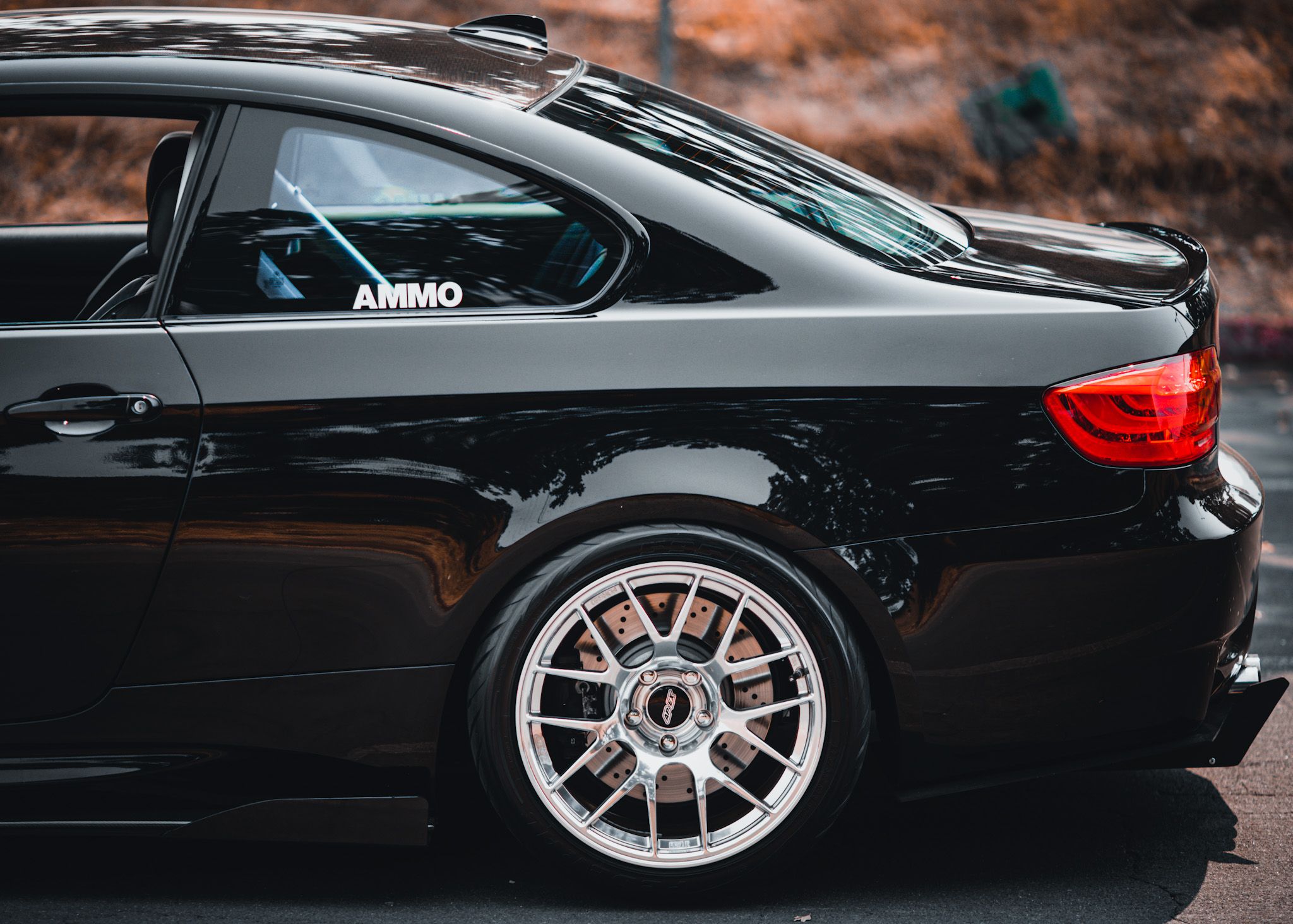 Black BMW E92 Coupe M3 with 18" EC-7R Apex wheels in Polished