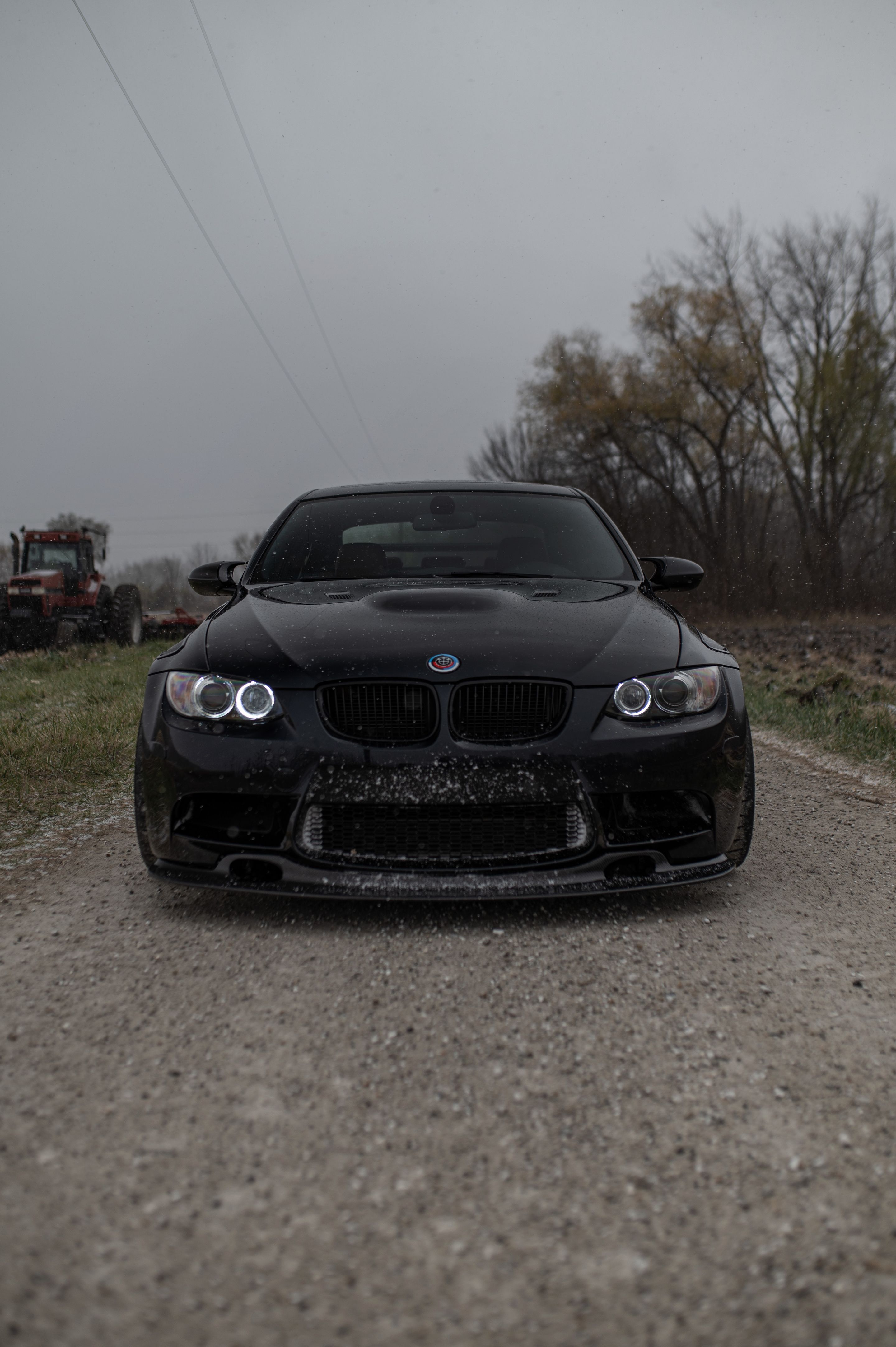 Black BMW E90 Sedan M3 with 18" ARC-8 Apex wheels in Satin Black