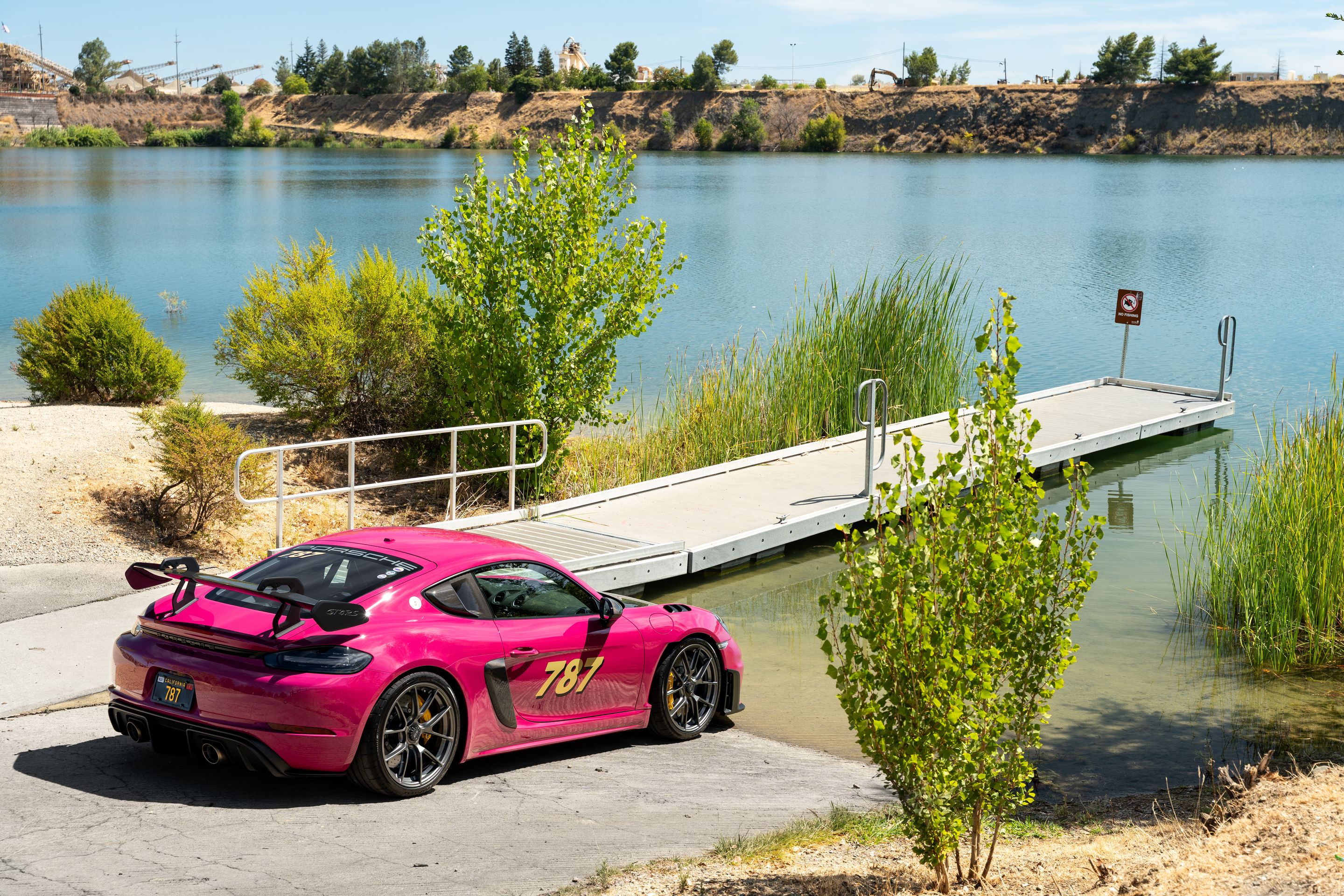 Pink Porsche 718 Cayman GT4 RS with 20" VS-5RS Apex wheels in Anthracite