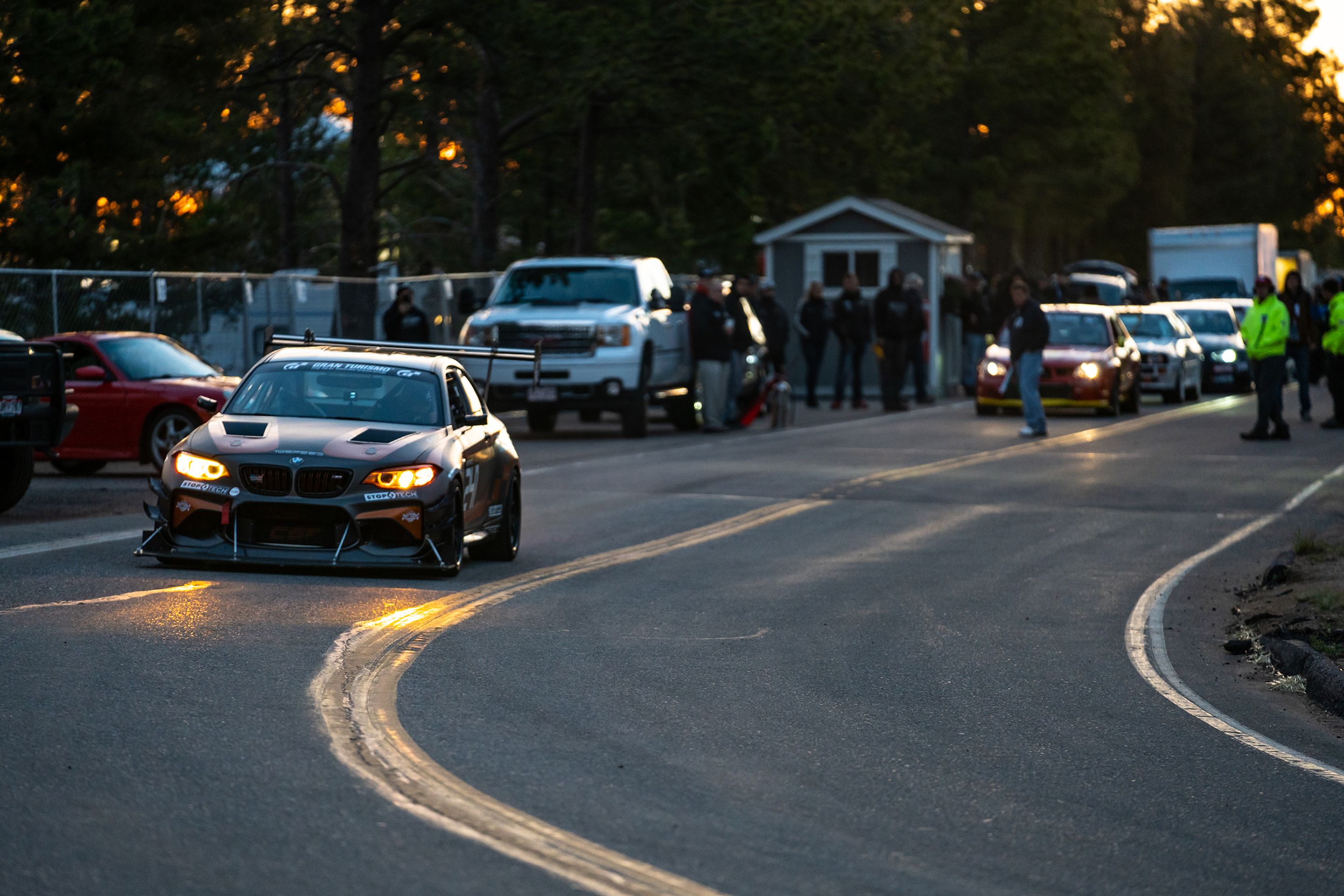 Grey BMW F87 M2 with 18" FL-5 Apex wheels in Satin Black