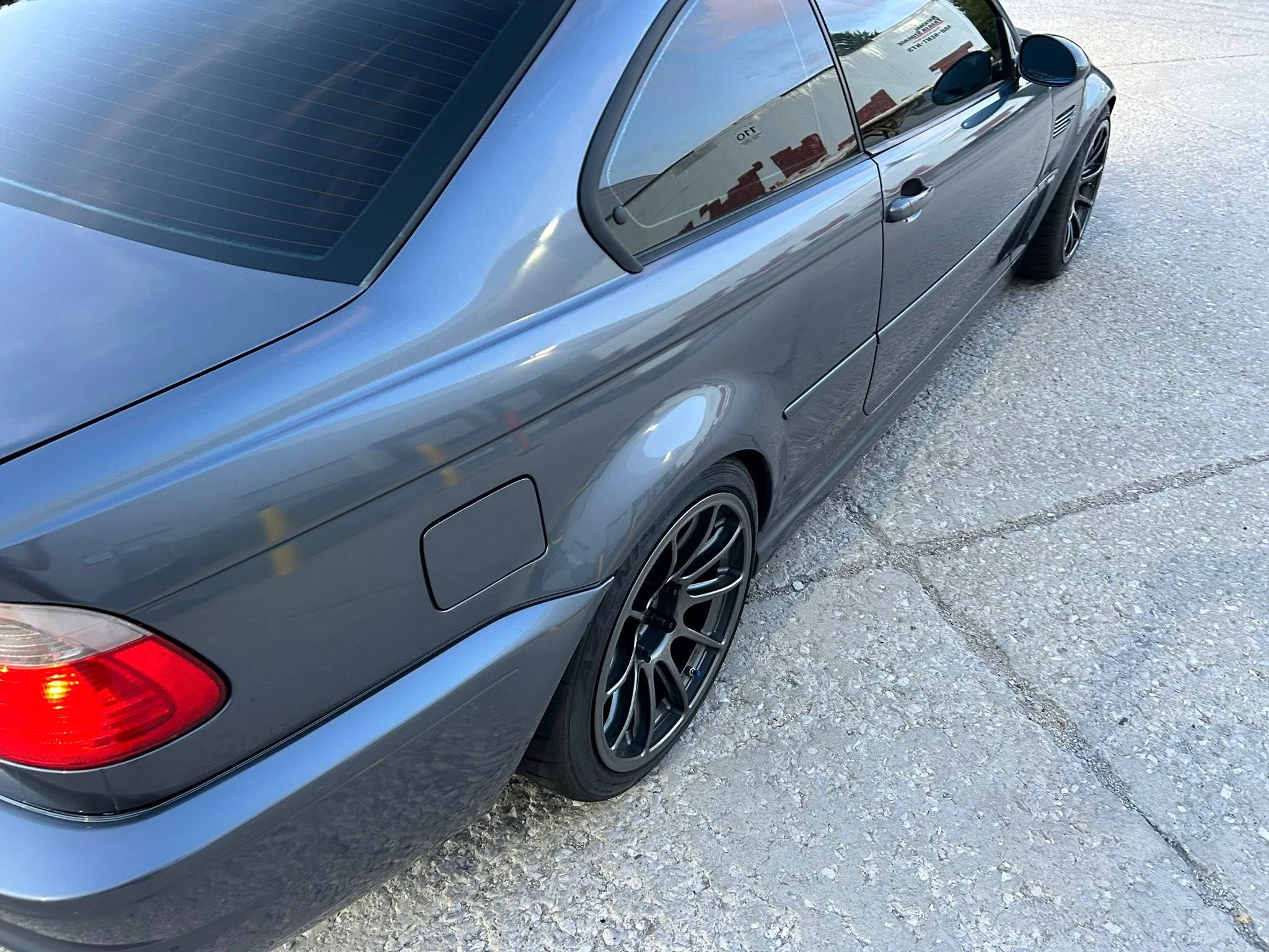Grey BMW E46 M3 with 18" SM-10RE Apex wheels in Anthracite