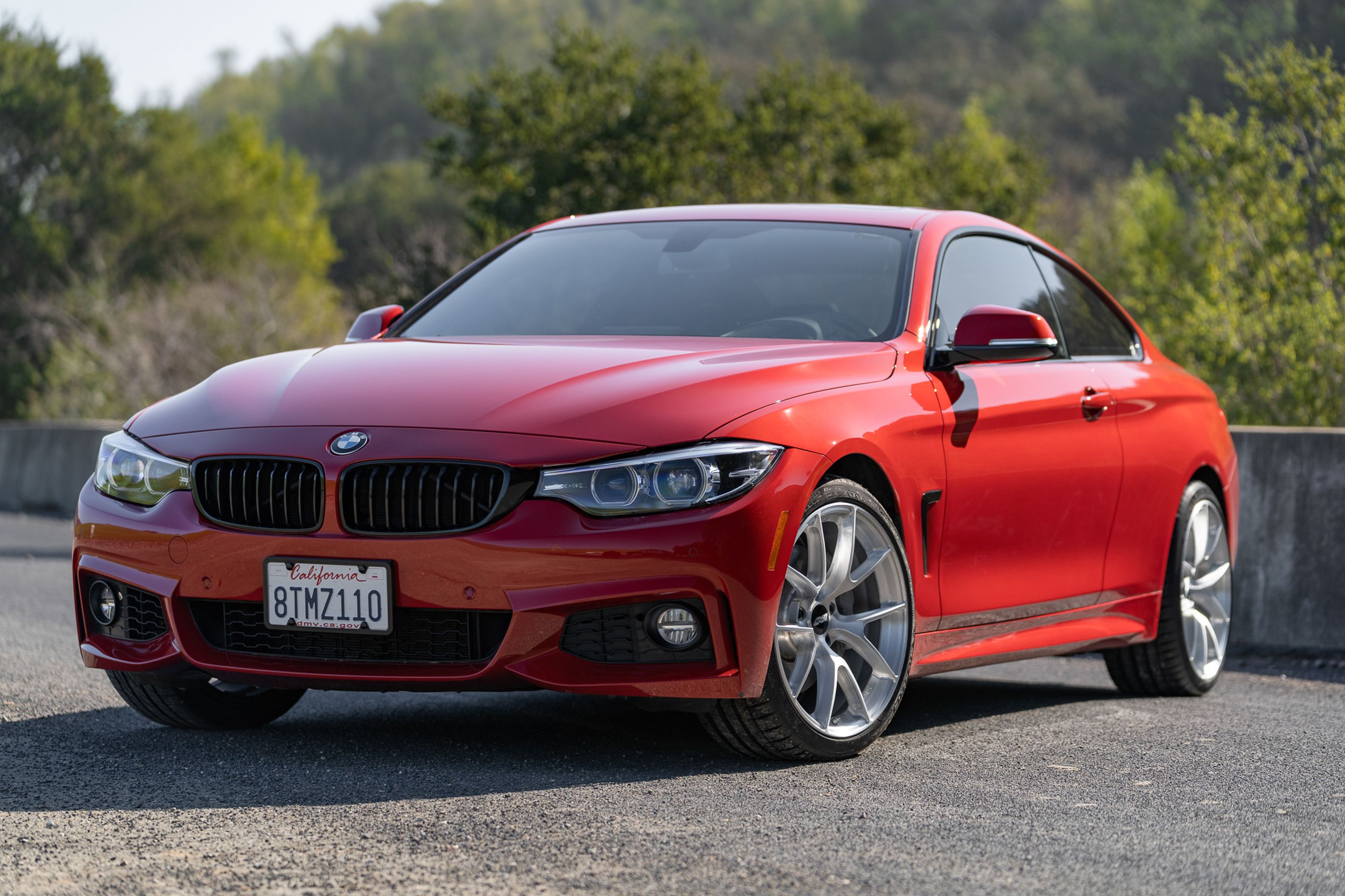 Red BMW F32 Coupe 4 Series with 19" VS-5RS Apex wheels in Brushed Clear