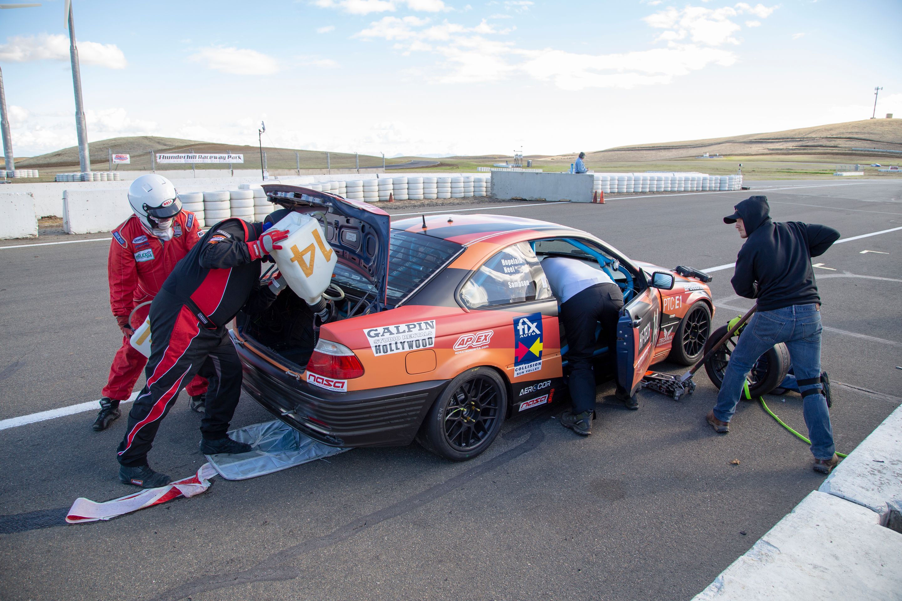 Orange BMW Spec E46 with 17" ARC-8 Apex wheels in Satin Black