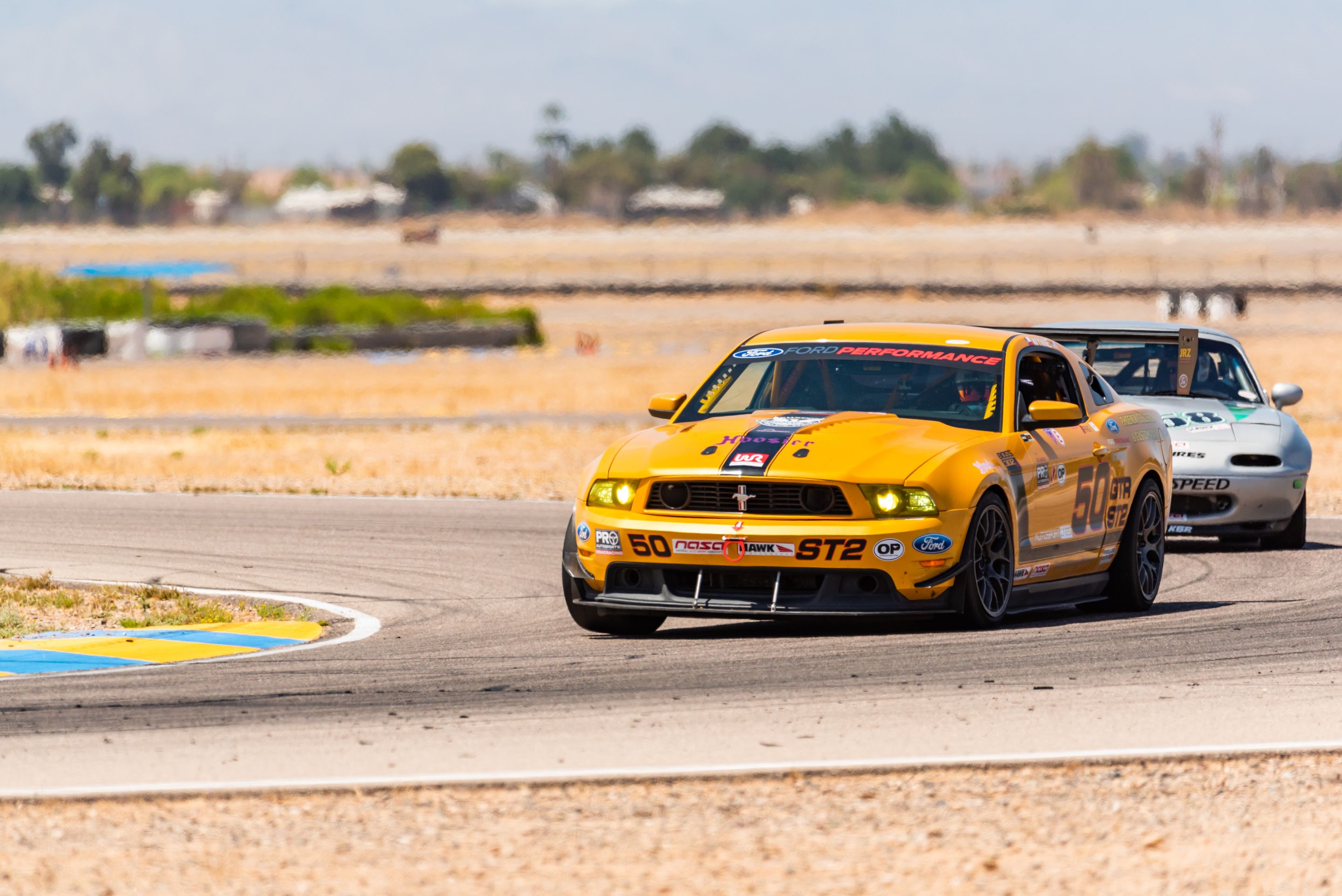 Yellow Ford S197 Mustang GT with 18" EC-7 Apex wheels in Anthracite