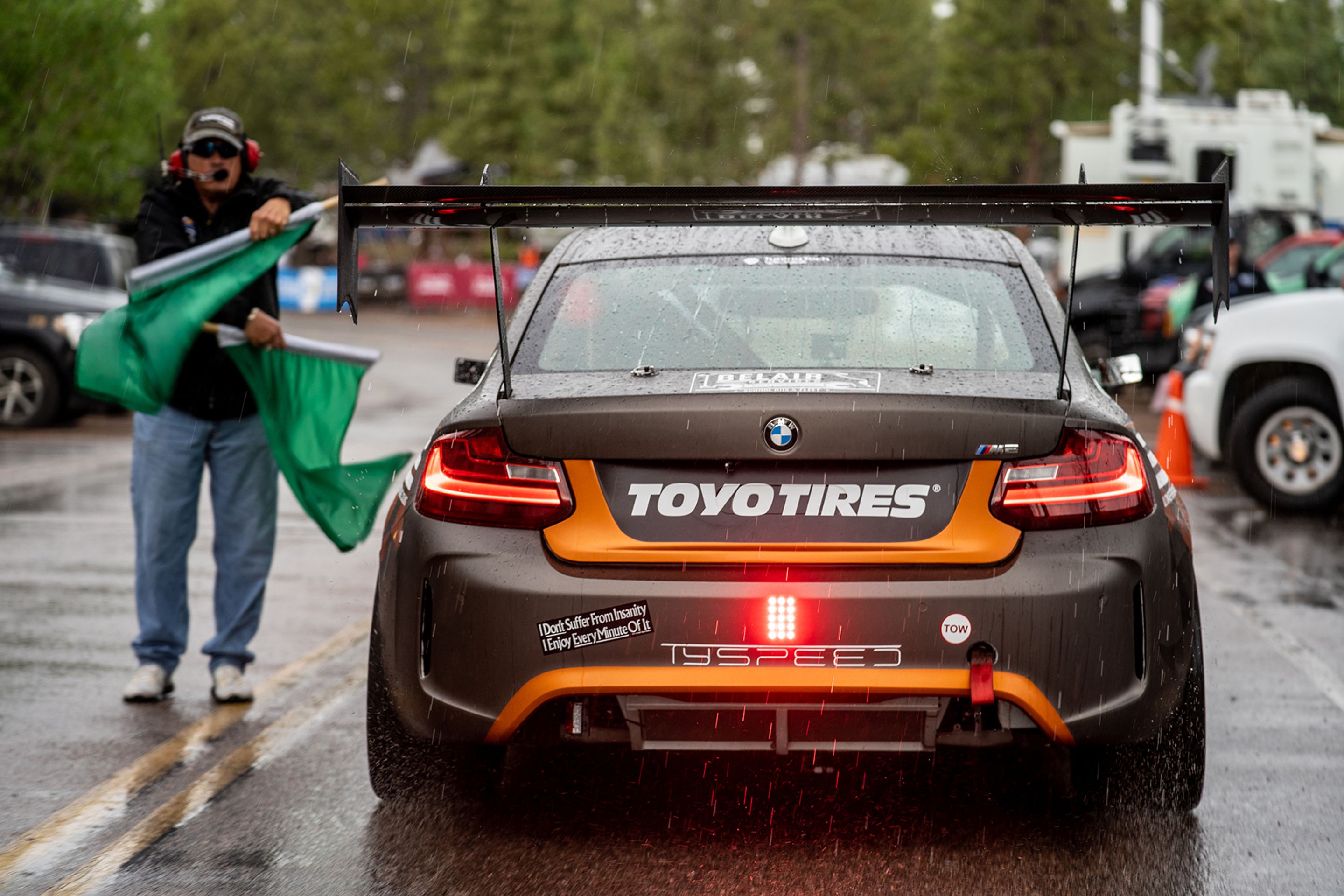 Grey BMW F87 M2 with 18" FL-5 Apex wheels in Satin Black