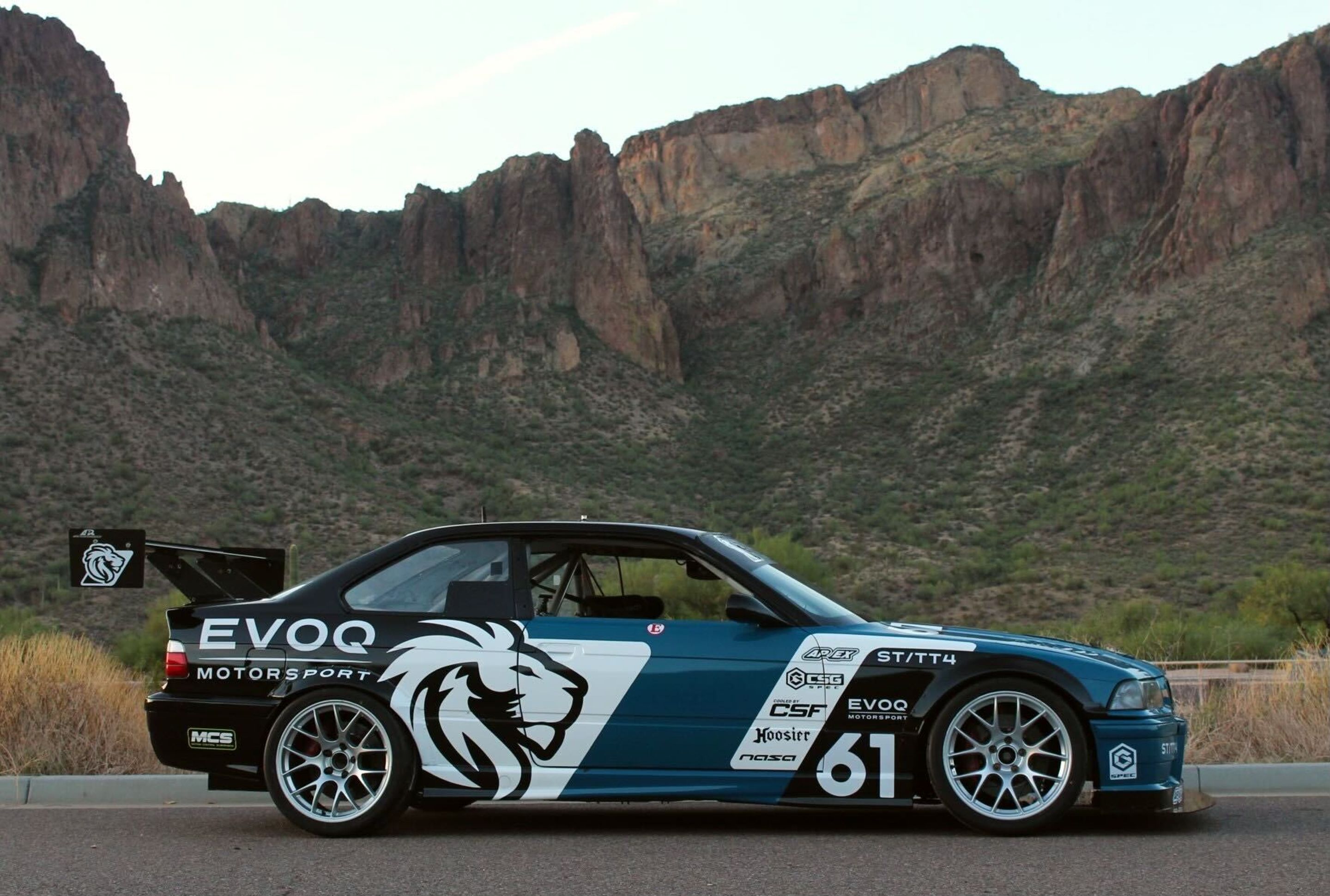 Multicolor BMW E36 3 Series with 18" EC-7 Apex wheels in Race Silver