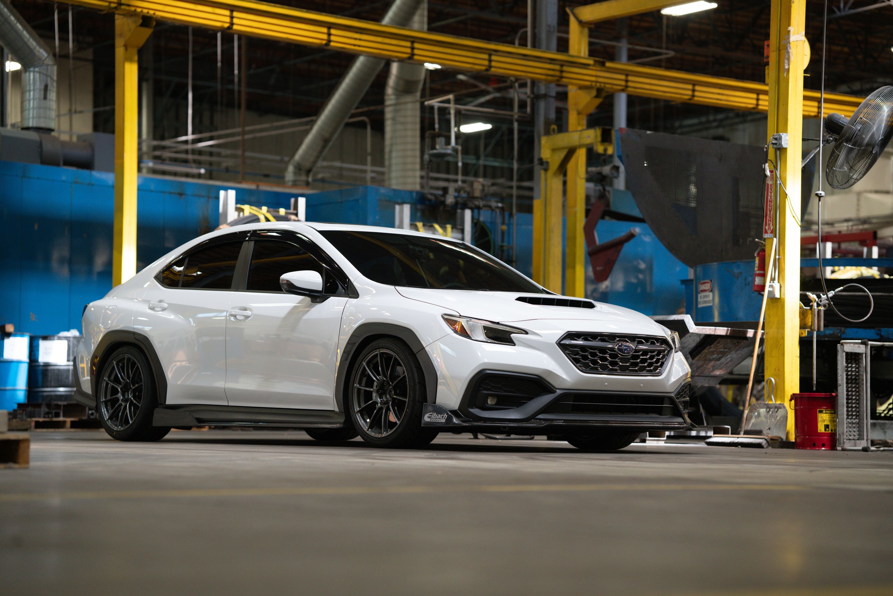 White Subaru VB WRX with 18" SM-10RS Apex wheels in Anthracite