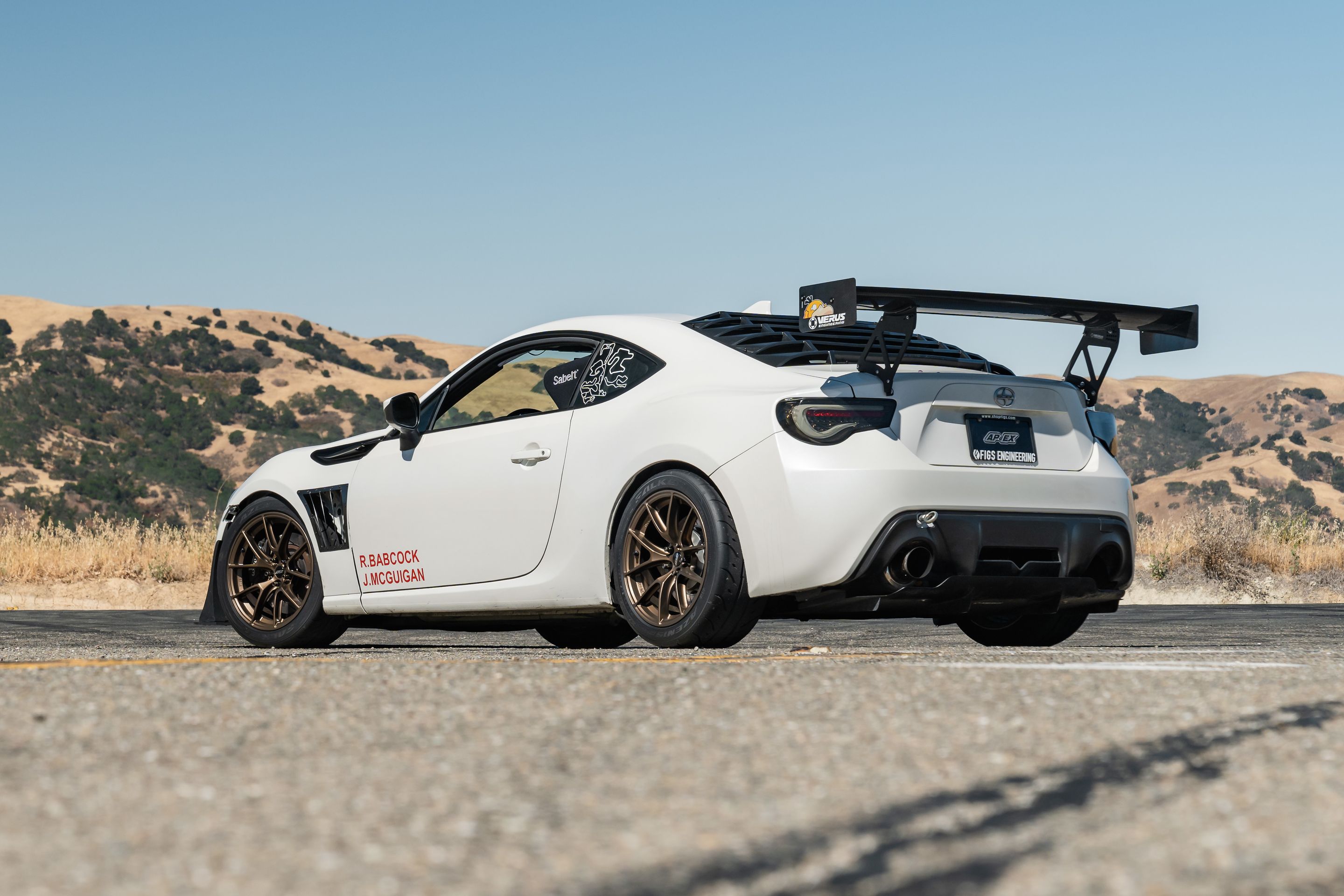 White Scion FR-S with 17" VS-5RS Apex wheels in Satin Bronze
