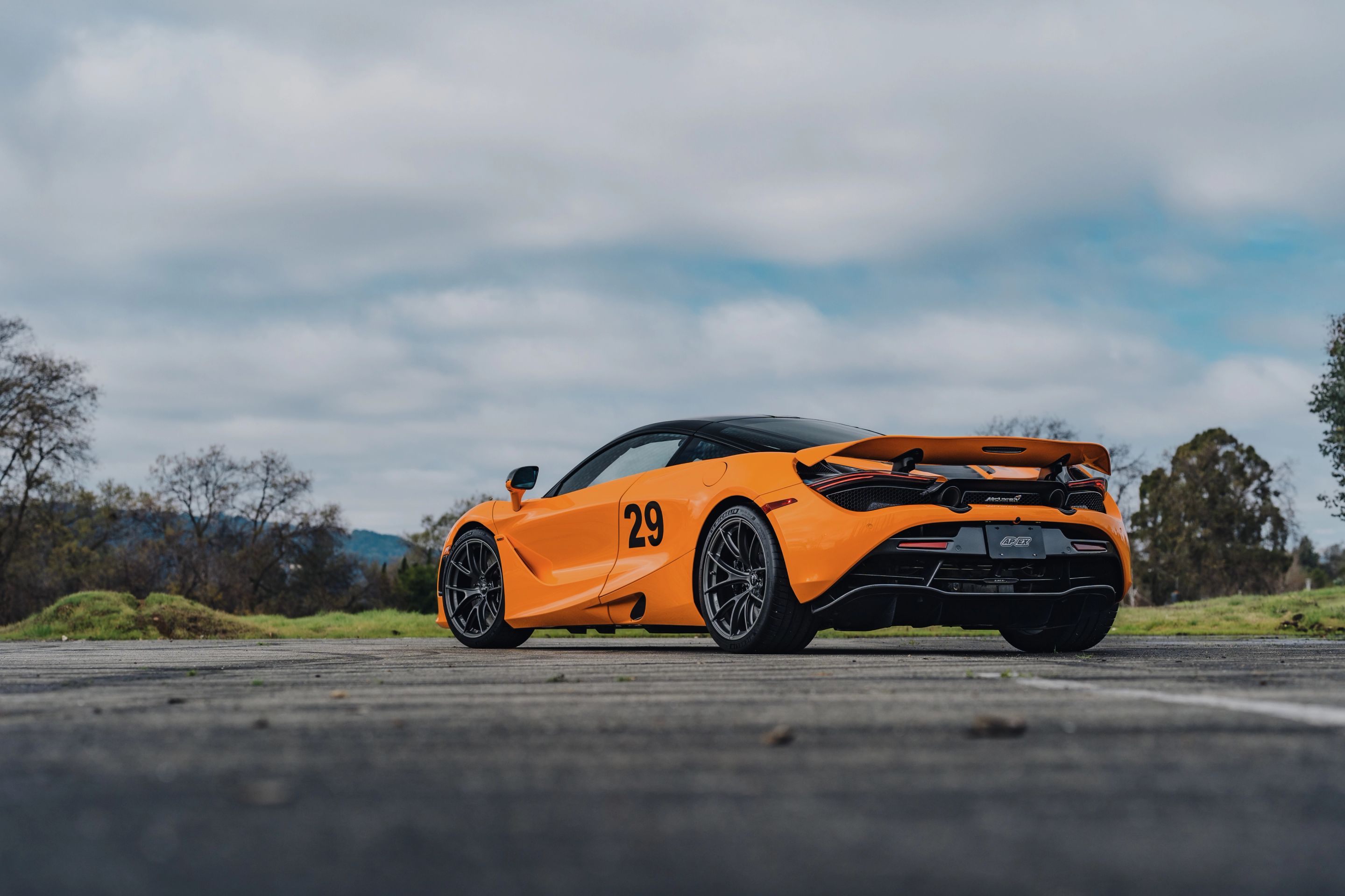 Orange McLaren 720S with 19"/20" VS-5RS Apex wheels in Anthracite