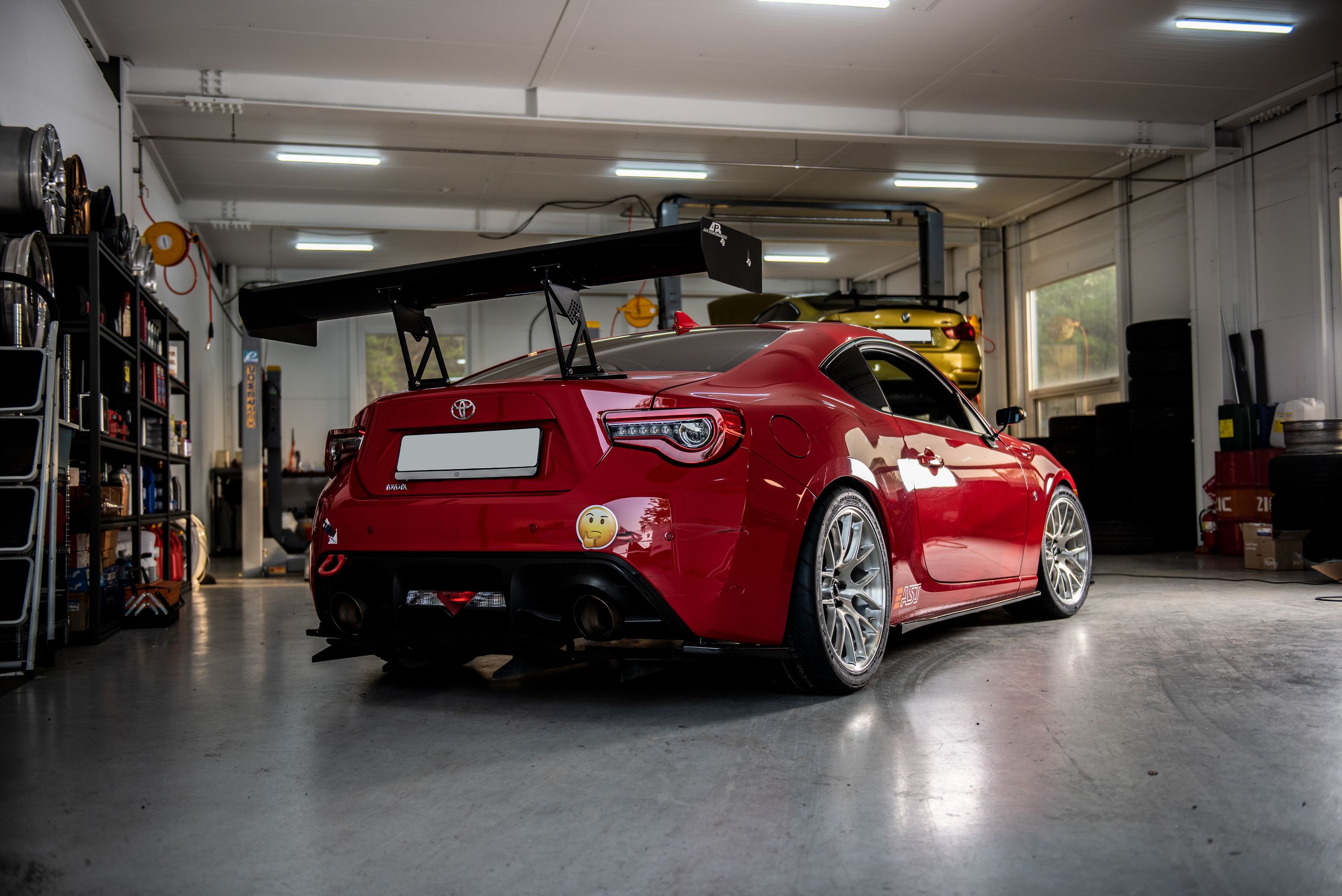 Red Toyota 86 / GT86 / FT86 with 18" EC-7R Apex wheels in Brushed Clear