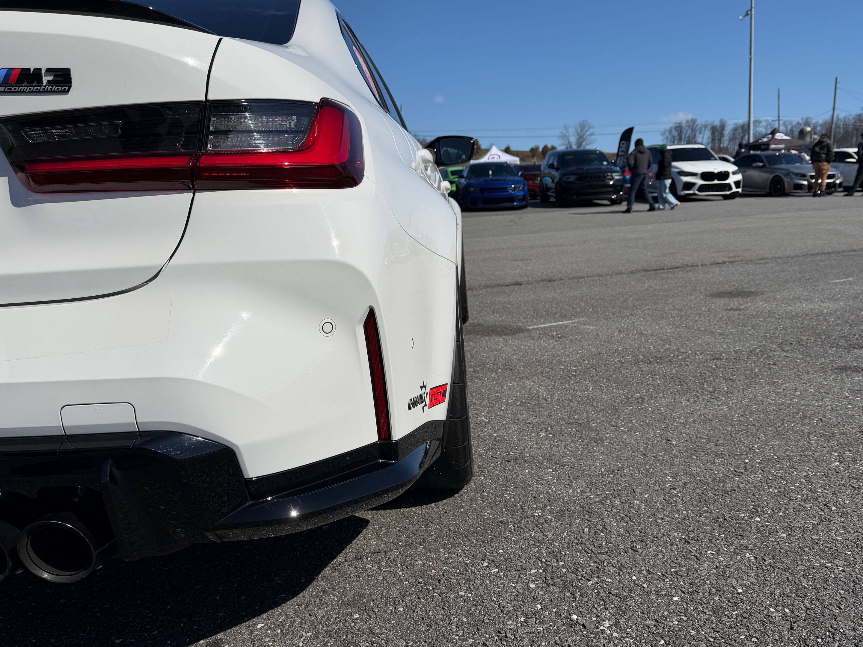 White BMW G80 M3 with 18" VS-5RS Apex wheels in Satin Black