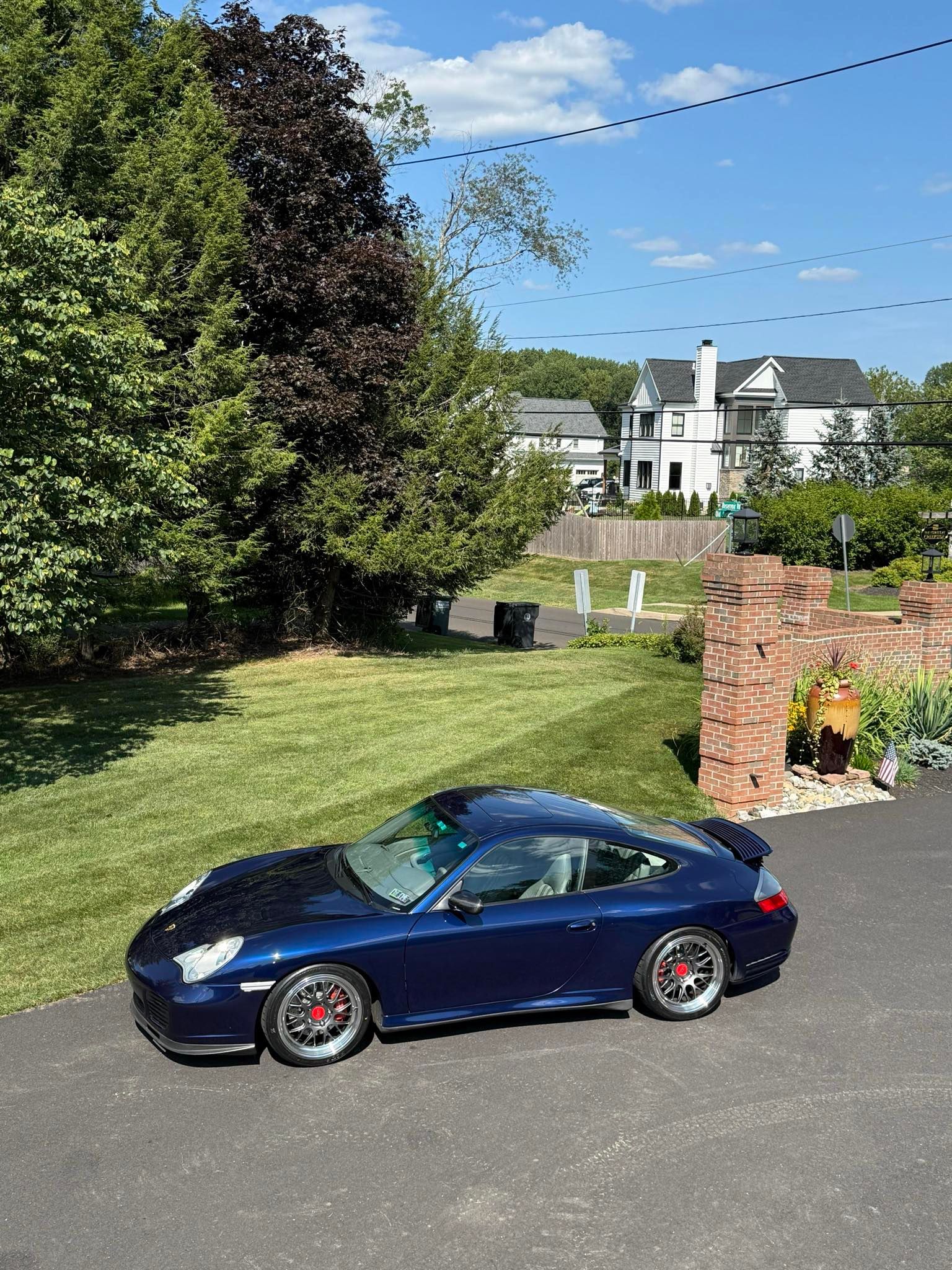 Blue Porsche 911 996 Carrera 4S with 18" ML-10RT Apex wheels in Machined Lip Anthracite