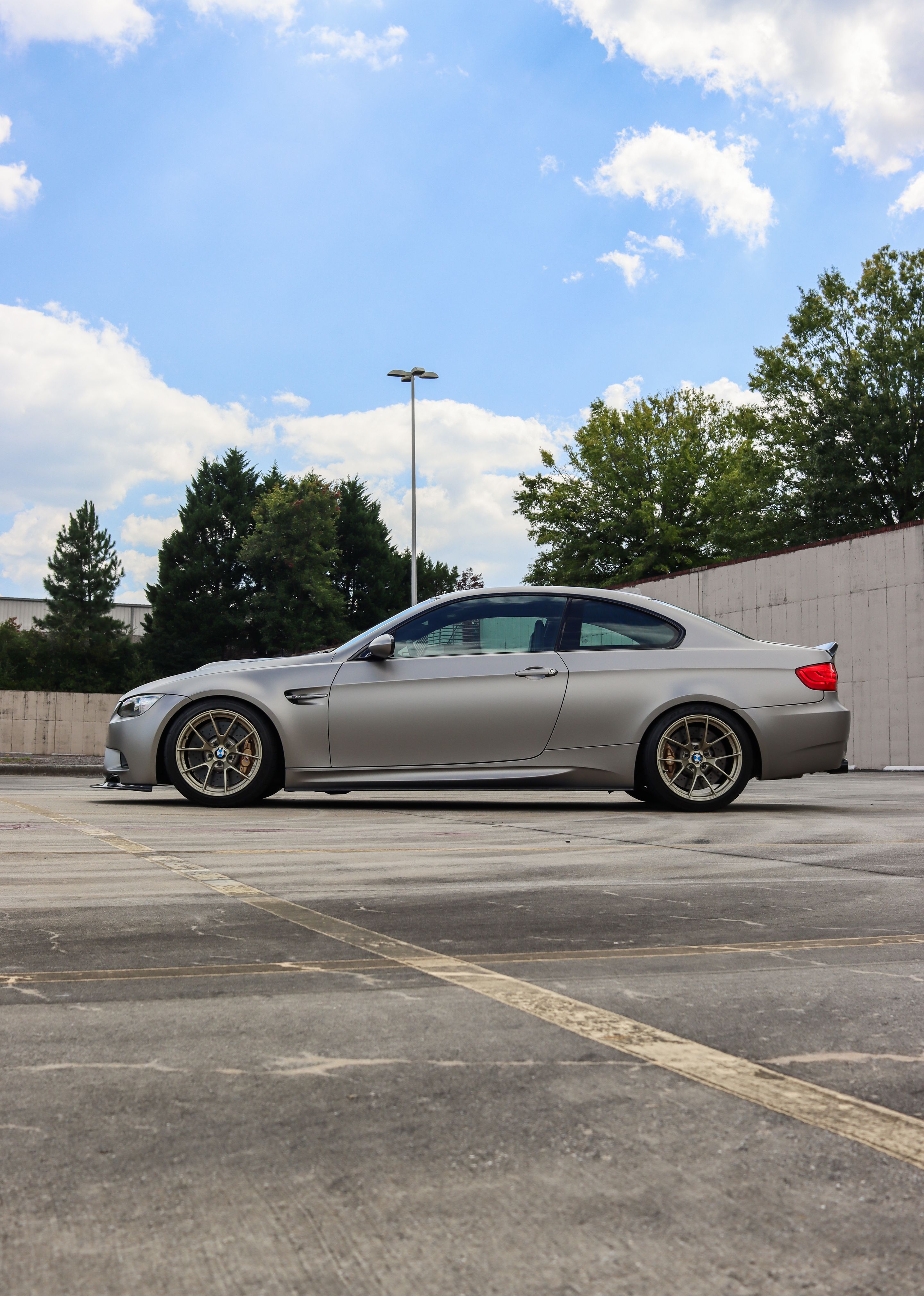 Grey BMW E92 Coupe M3 with 18" VS-5RS Apex wheels in Motorsport Gold