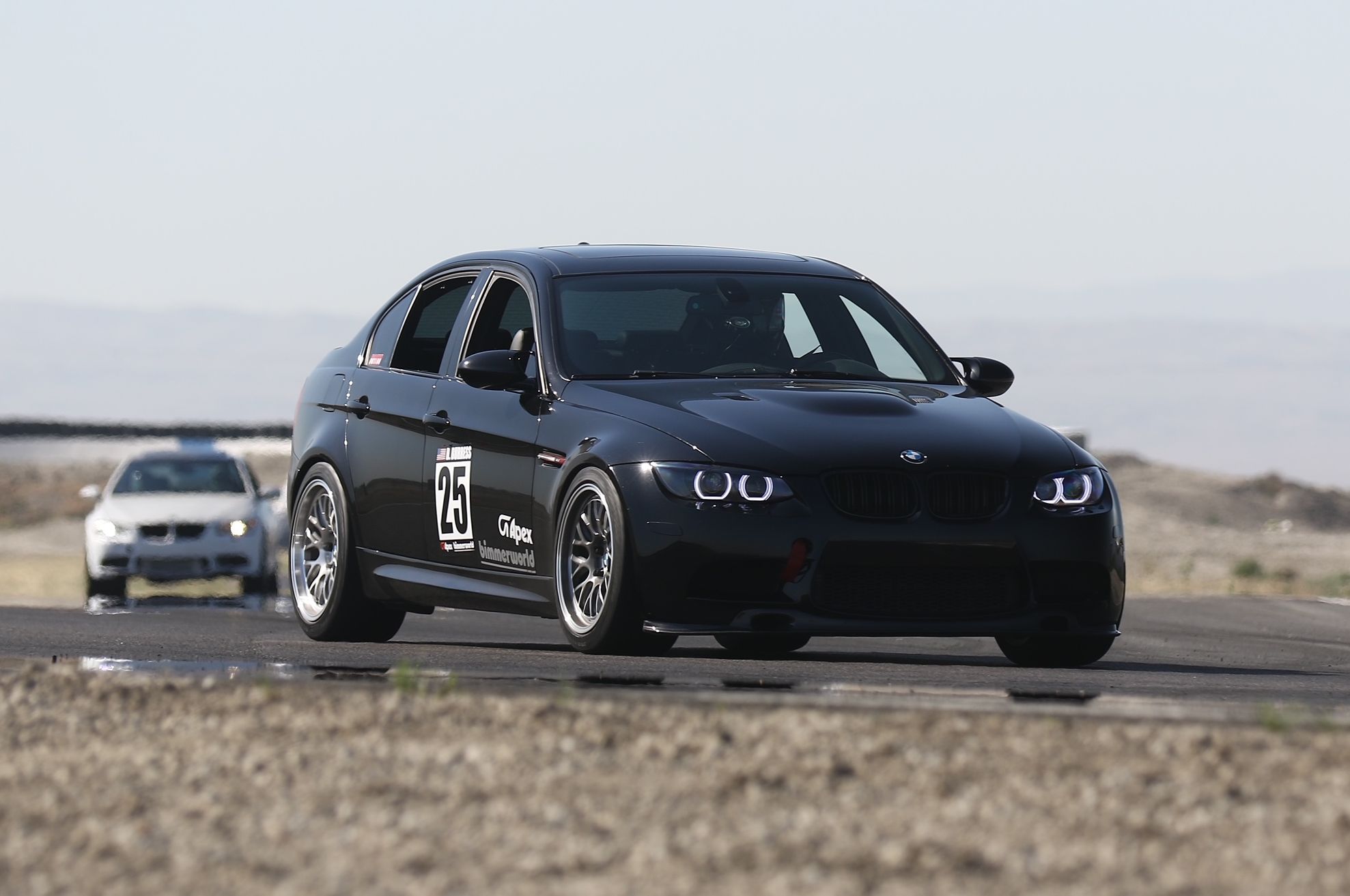 Black BMW E92 Coupe M3 with 18" ML-10RT Apex wheels in Machined Lip Brushed Clear