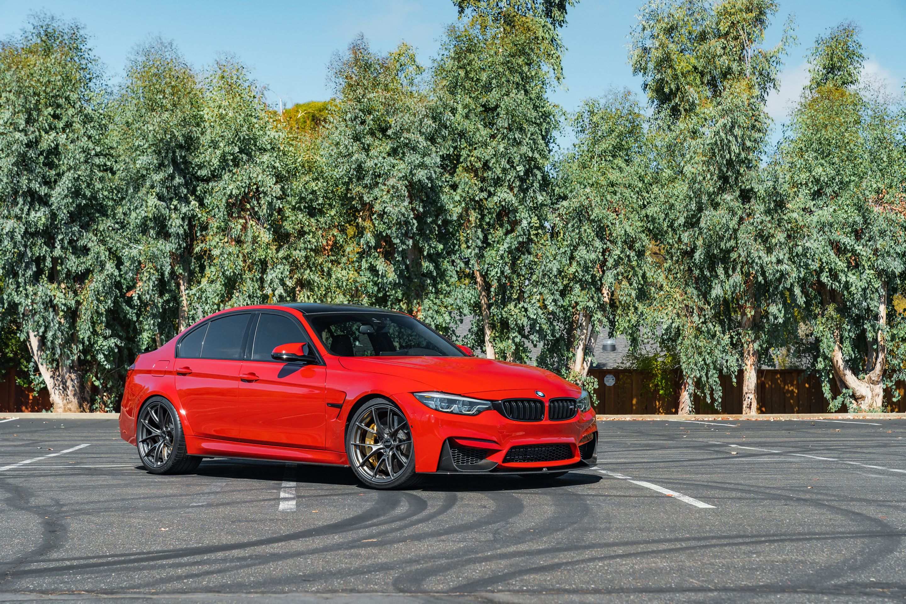 Red BMW F80 M3 with 20" VS-5RS Apex wheels in Anthracite