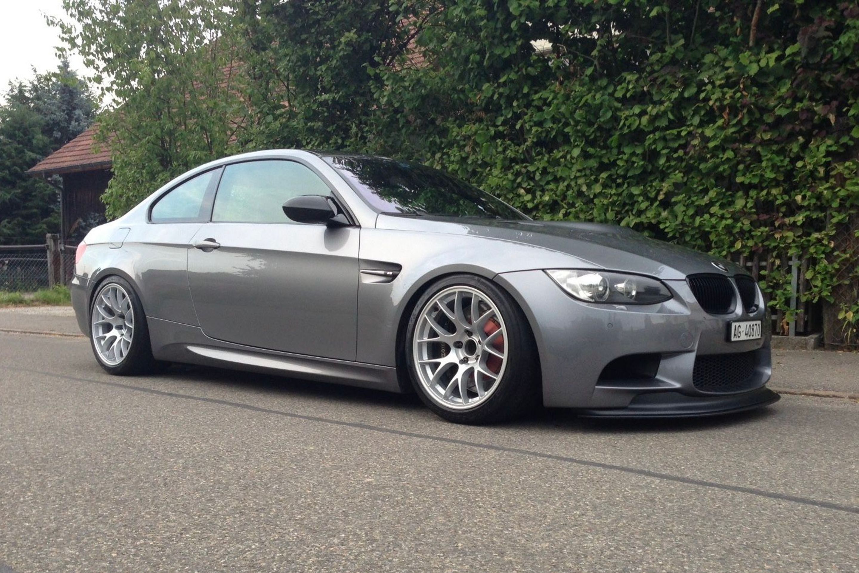 Grey BMW E92 Coupe M3 with 18" EC-7 Apex wheels in Race Silver