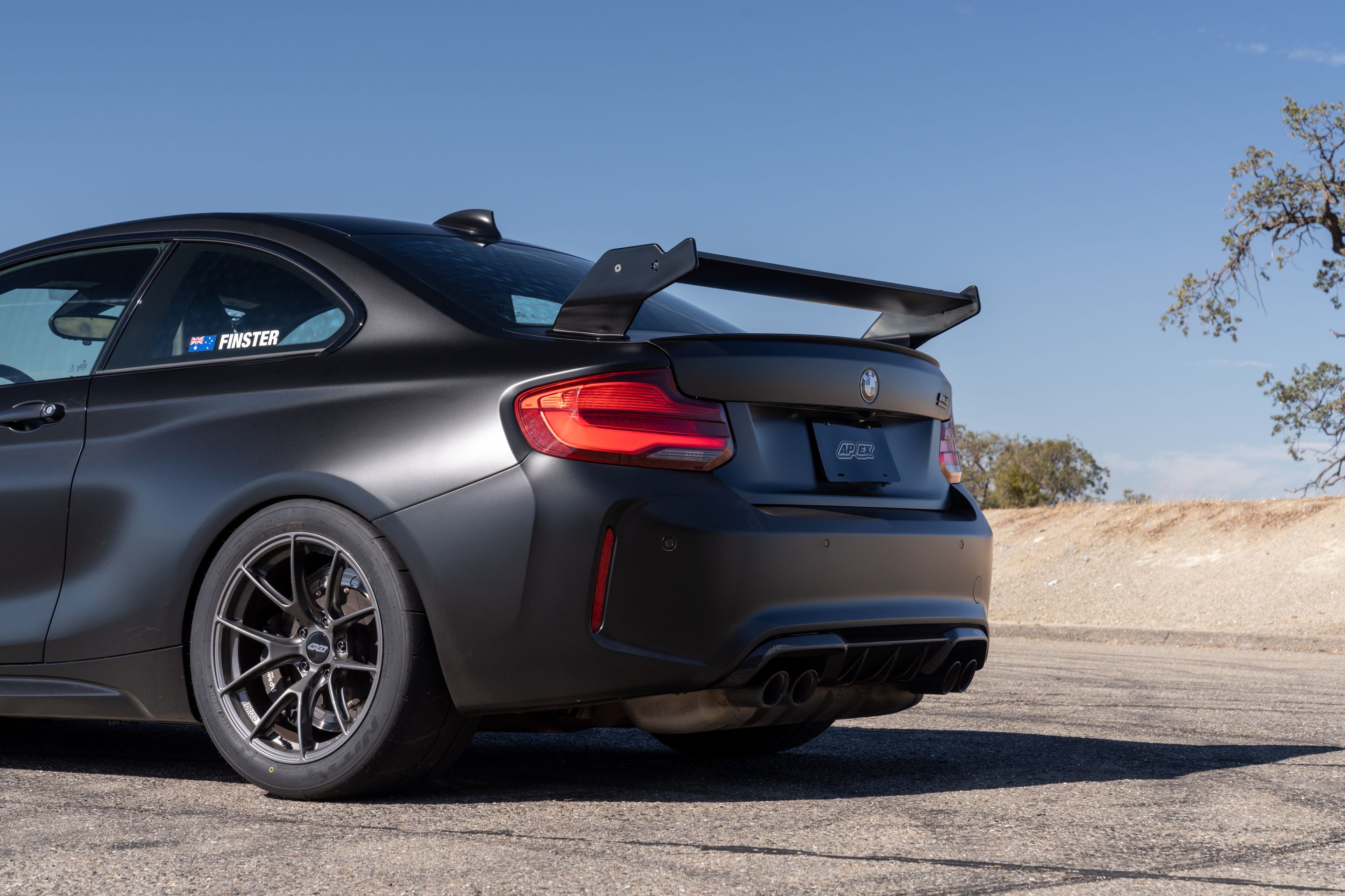 Black BMW F87 M2 with 18" VS-5RS Apex wheels in Anthracite