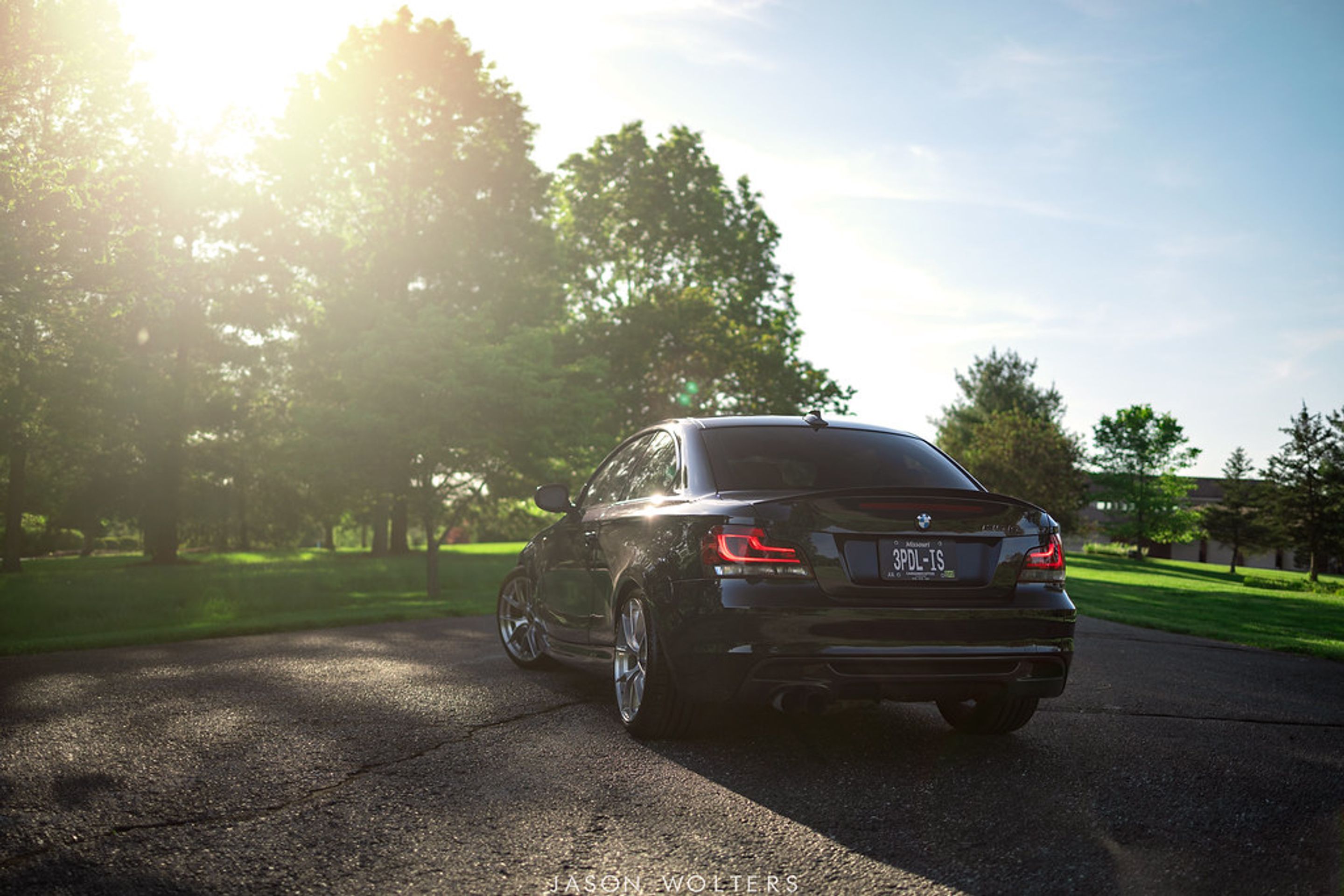 Black BMW E82 Coupe 1 Series with 18" VS-5RS Apex wheels in Brushed Clear