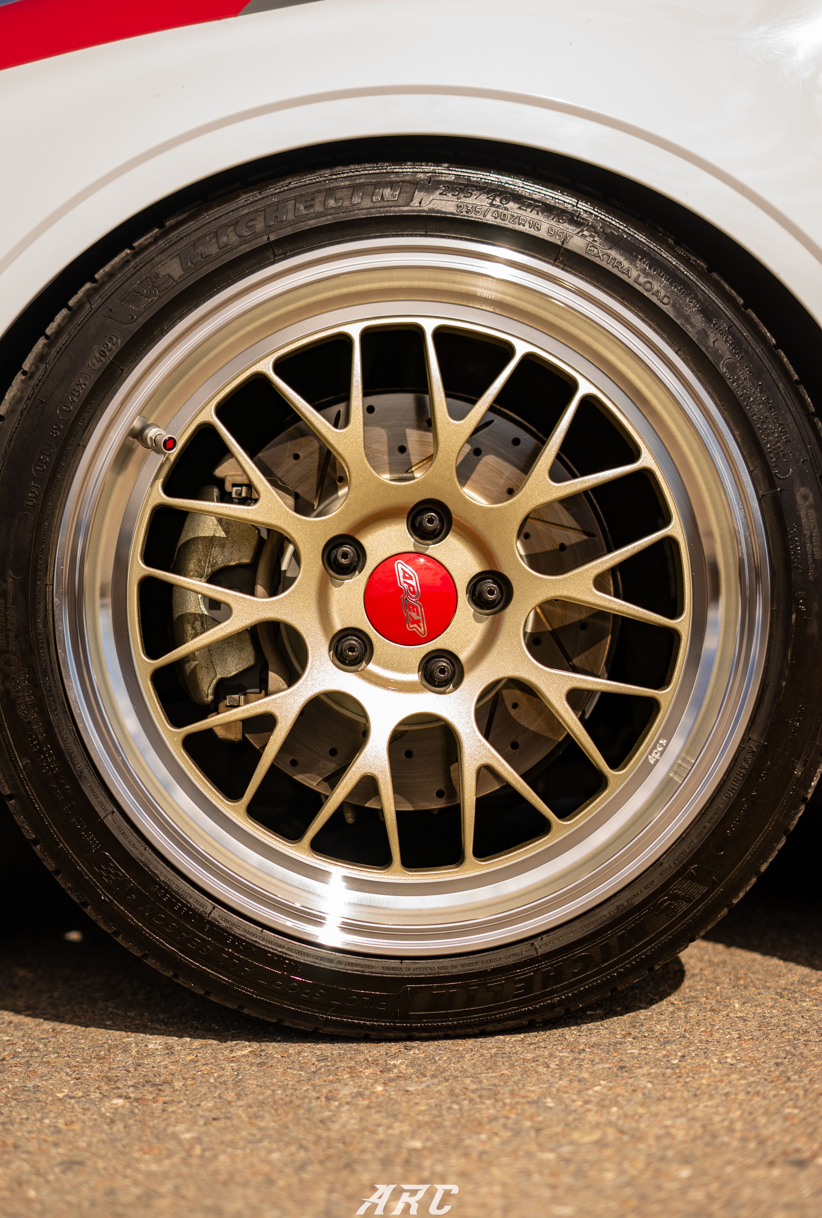 Race Livery Audi 8V A3 with 18" ML-10RT Apex wheels in Machined Lip Gloss Motorsport Gold