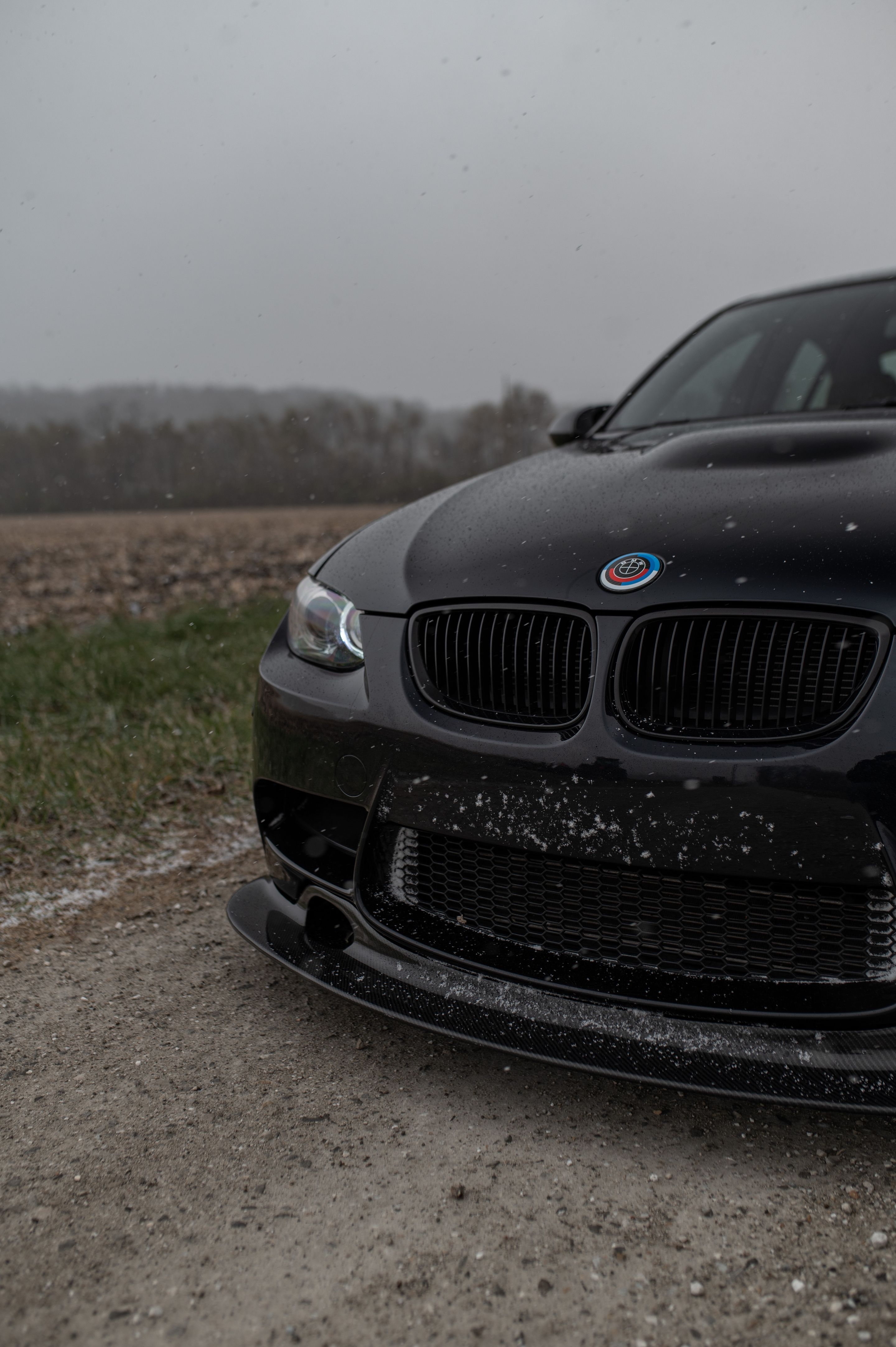 Black BMW E90 Sedan M3 with 18" ARC-8 Apex wheels in Satin Black